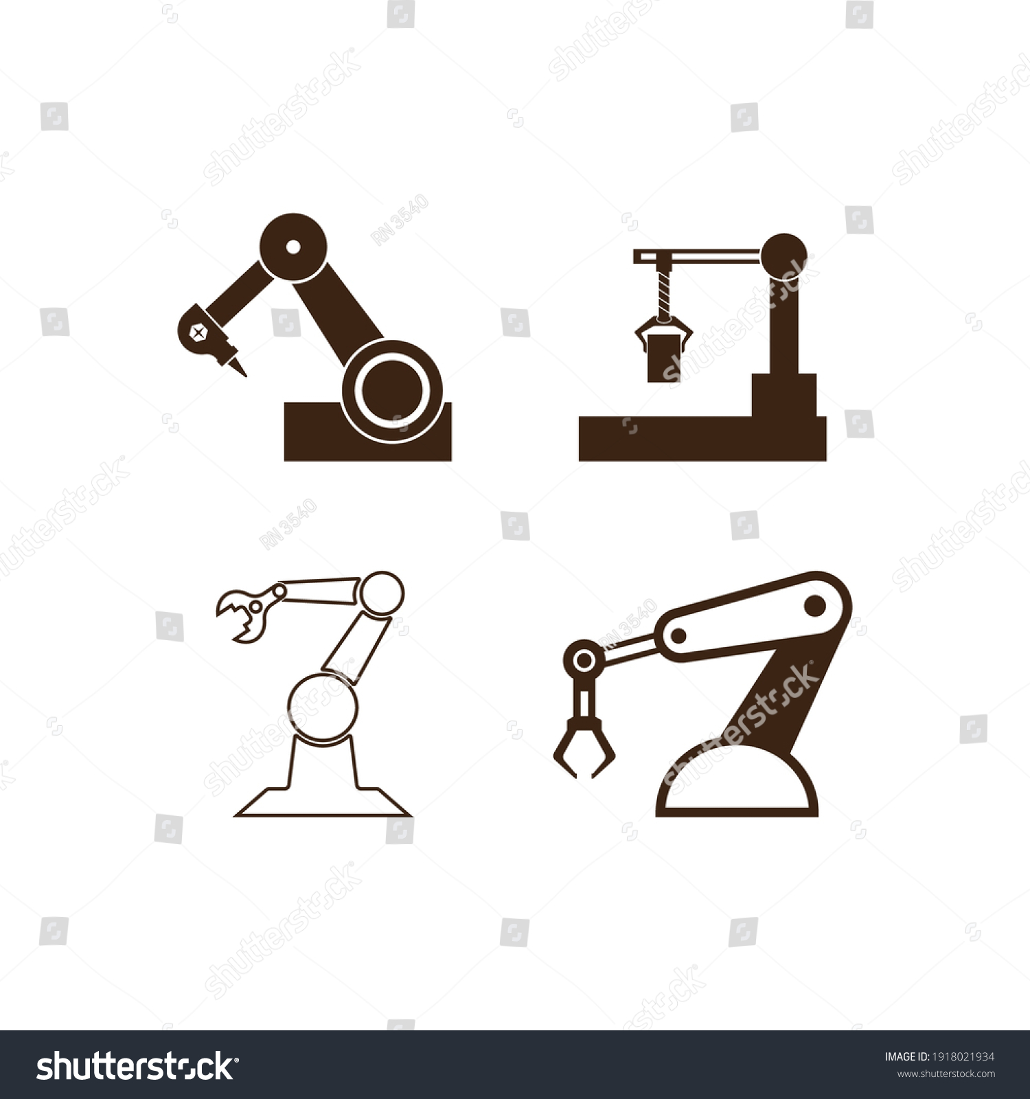 Industrial Robot Icon Vector Designmechanical Robot Stock Vector 