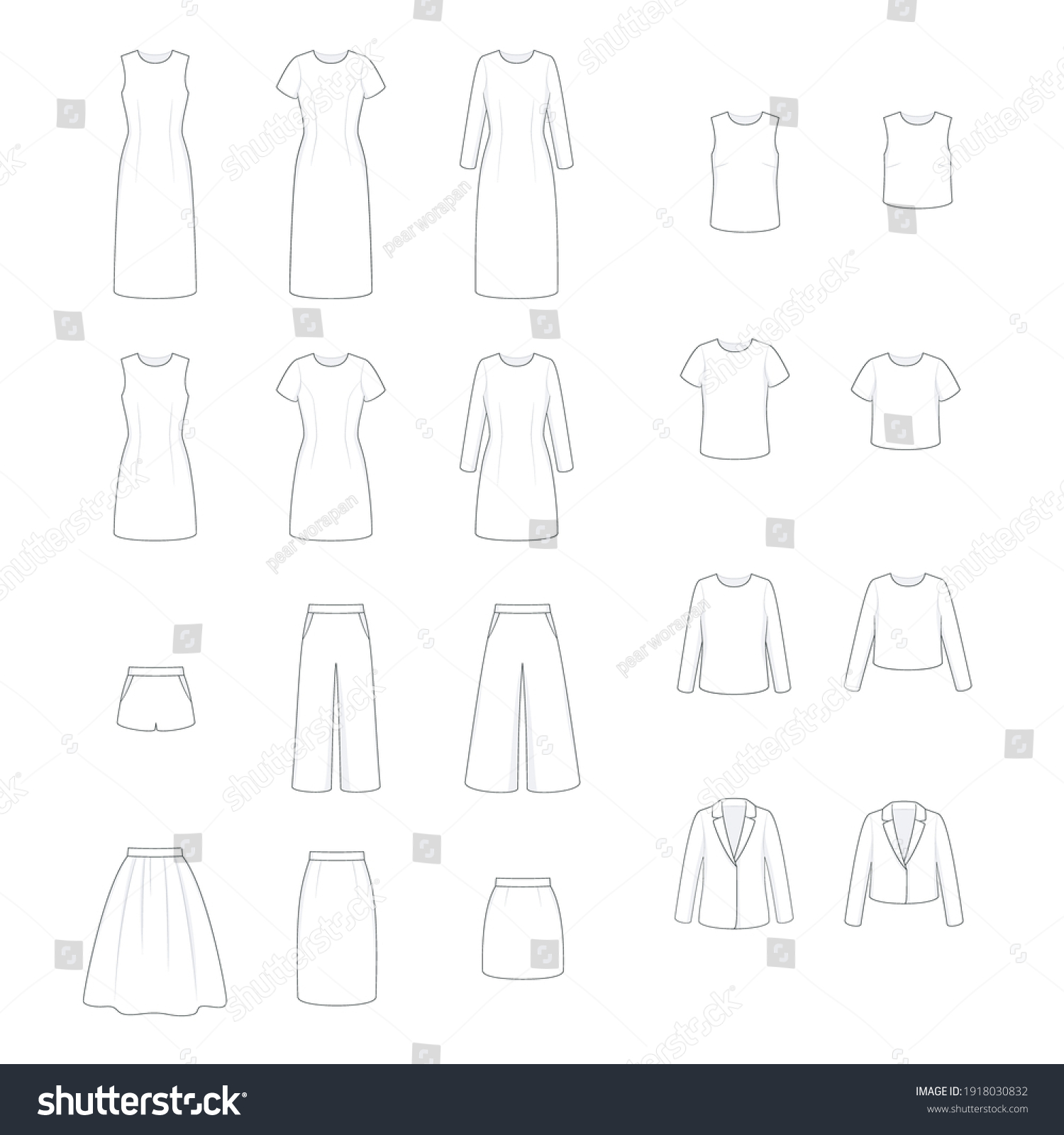 Women Dress Pattern Outline Doodle Vector Stock Vector (Royalty Free ...