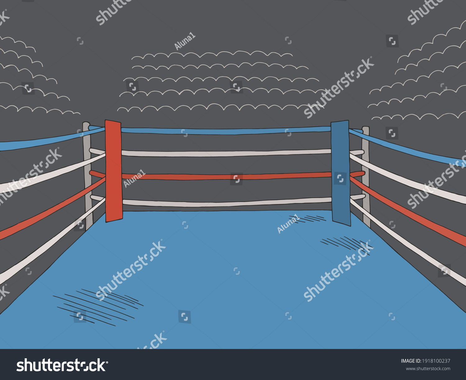 Boxing Ring Sport Graphic Color Sketch Stock Vector (Royalty Free ...