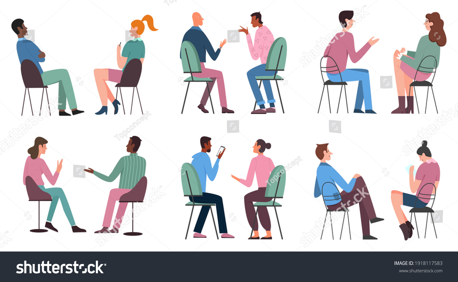 People Sit On Chairs Vector Illustration Stock Vector (Royalty Free ...