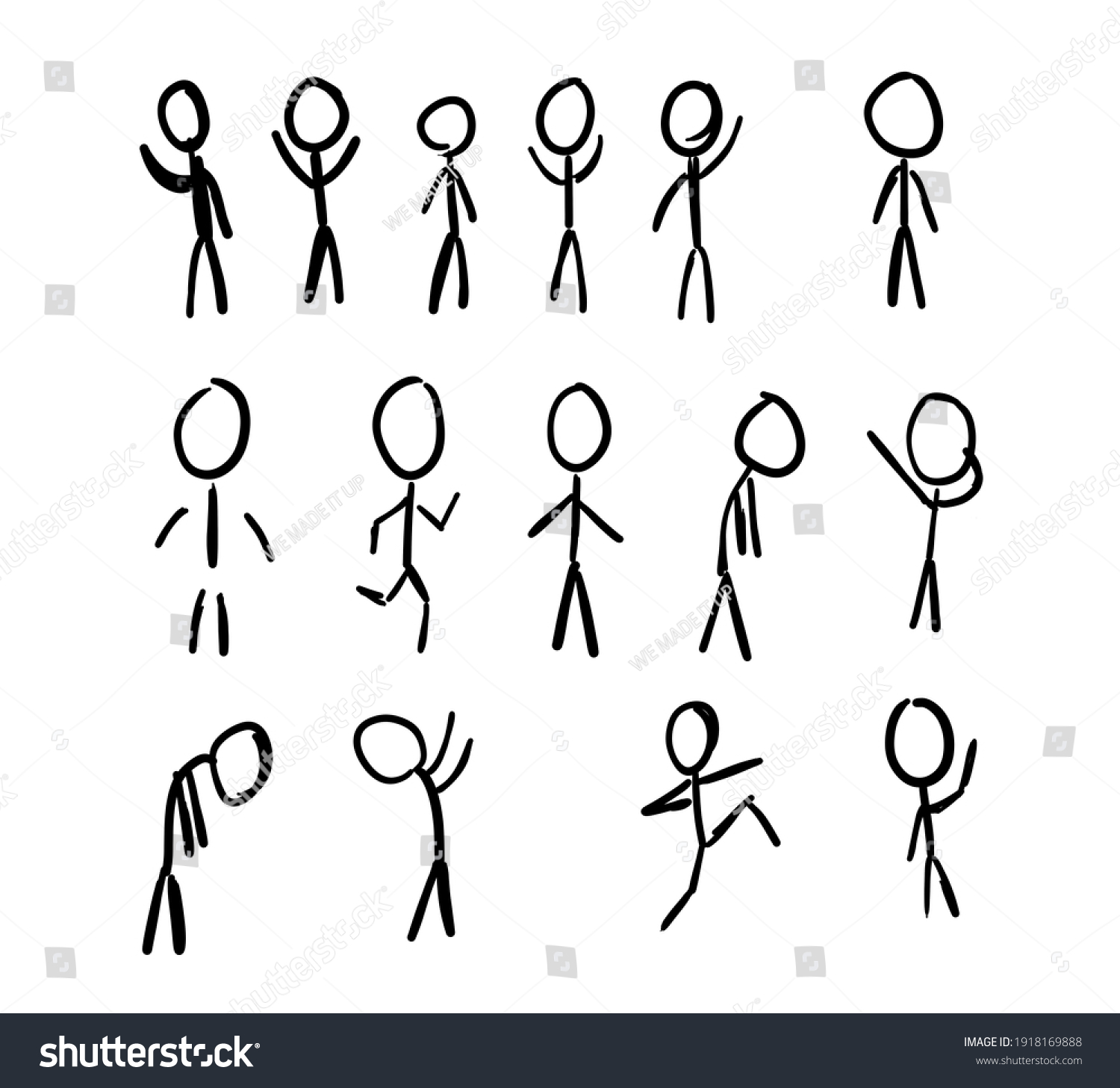 15 Doodlestickfigures Isolated On White Background Stock Illustration ...