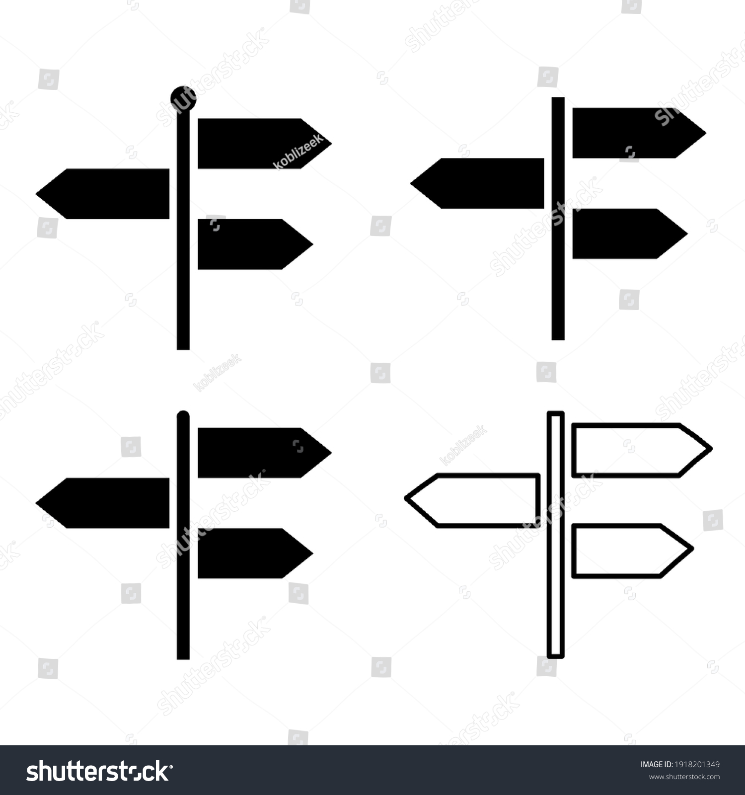 Set Signpost Street Vector Illustration Collection Stock Vector ...