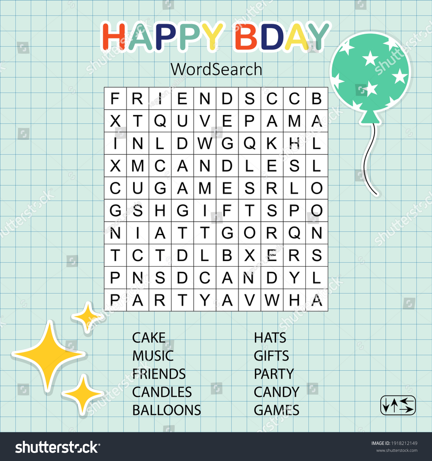 Happy Birthday Word Search Puzzle Educational Stock Vector Royalty