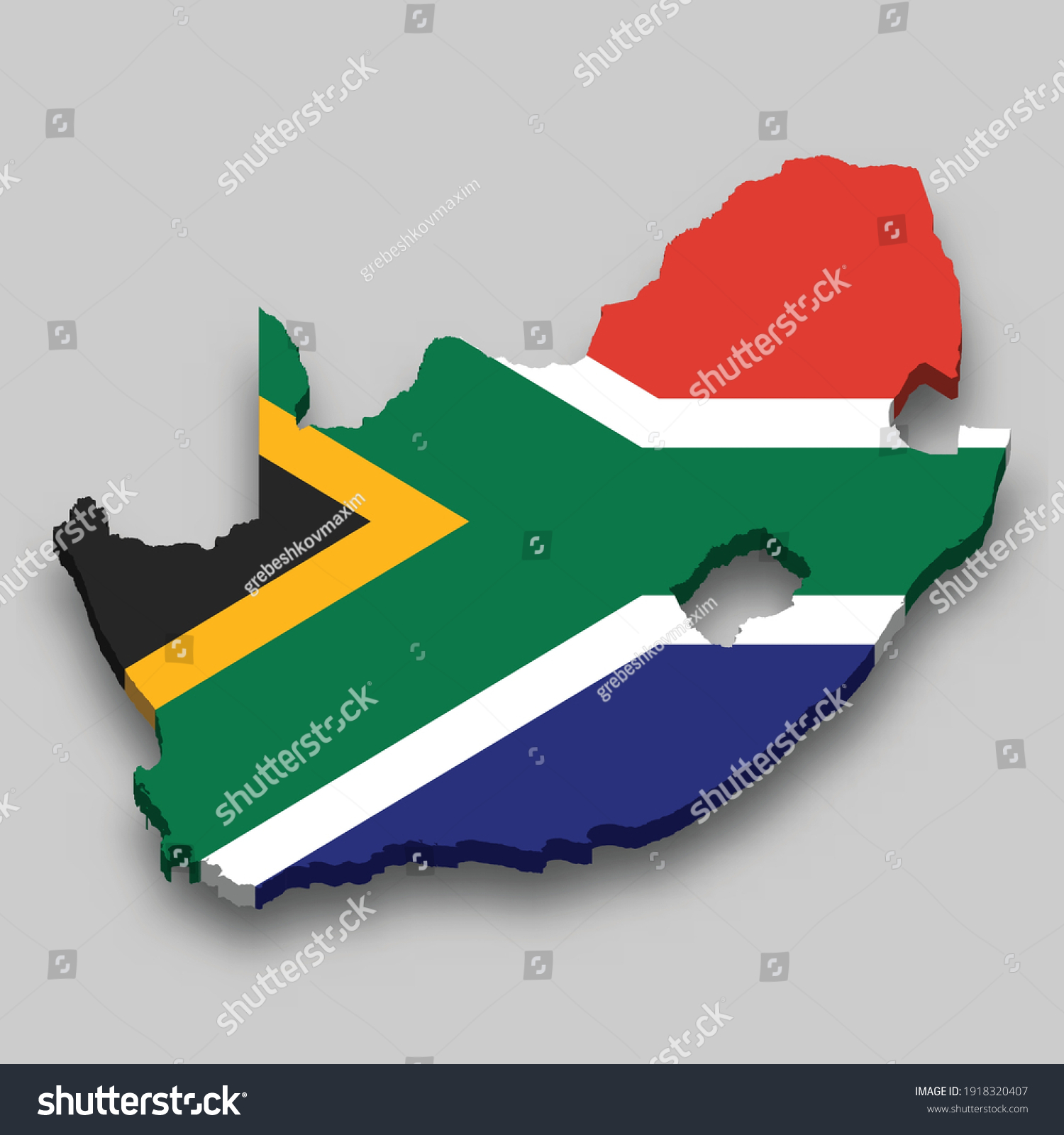 3d Isometric Map South Africa National Stock Vector (Royalty Free ...