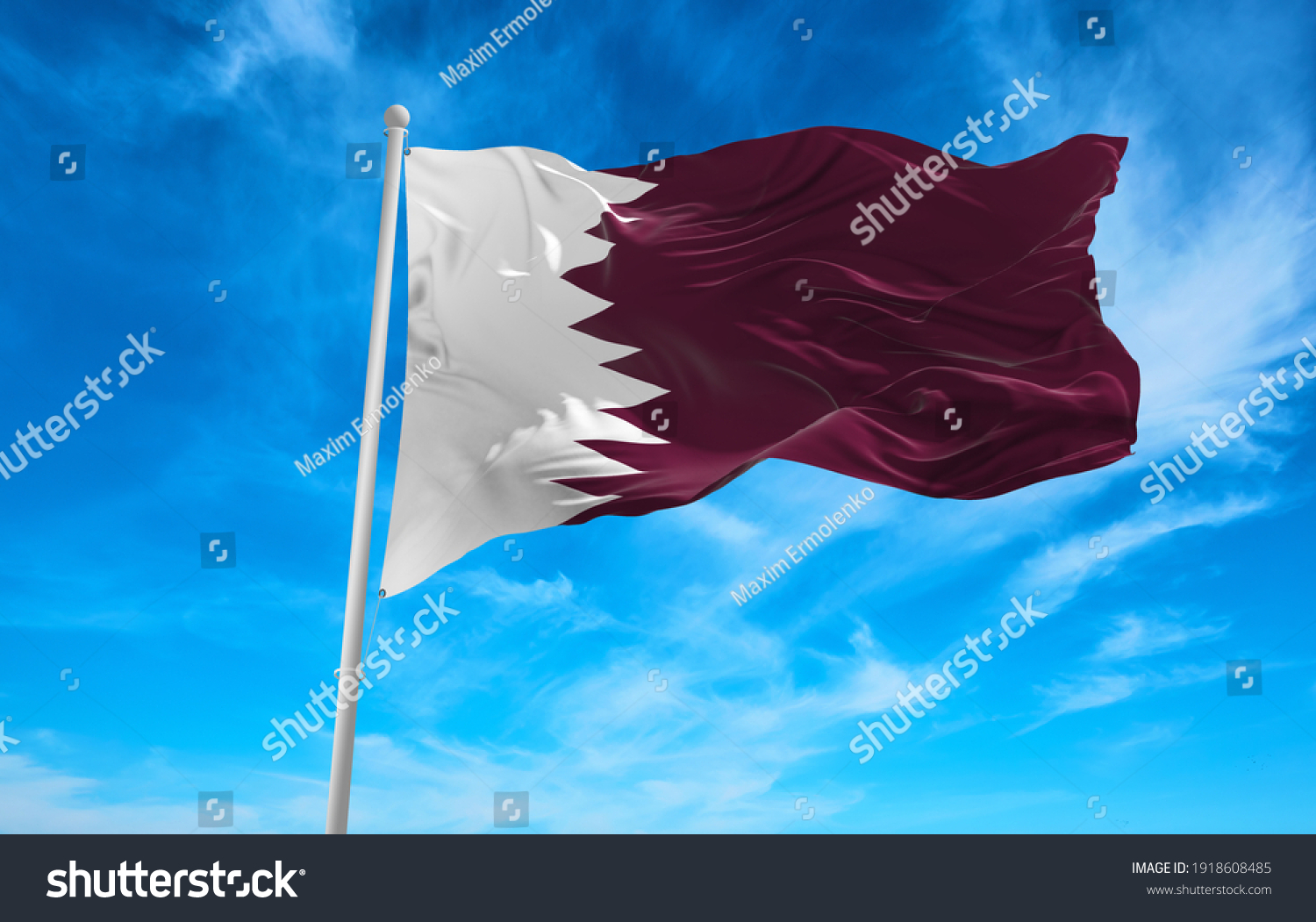 Large Qatar Flag Waving Wind Stock Photo 1918608485 | Shutterstock