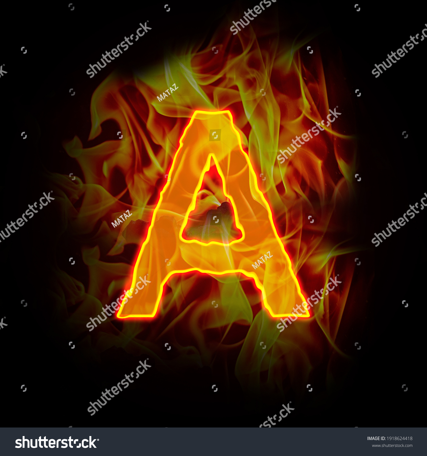 Fire Burning Letter Alphabet Hot Yellow Stock Illustration 1918624418 ...