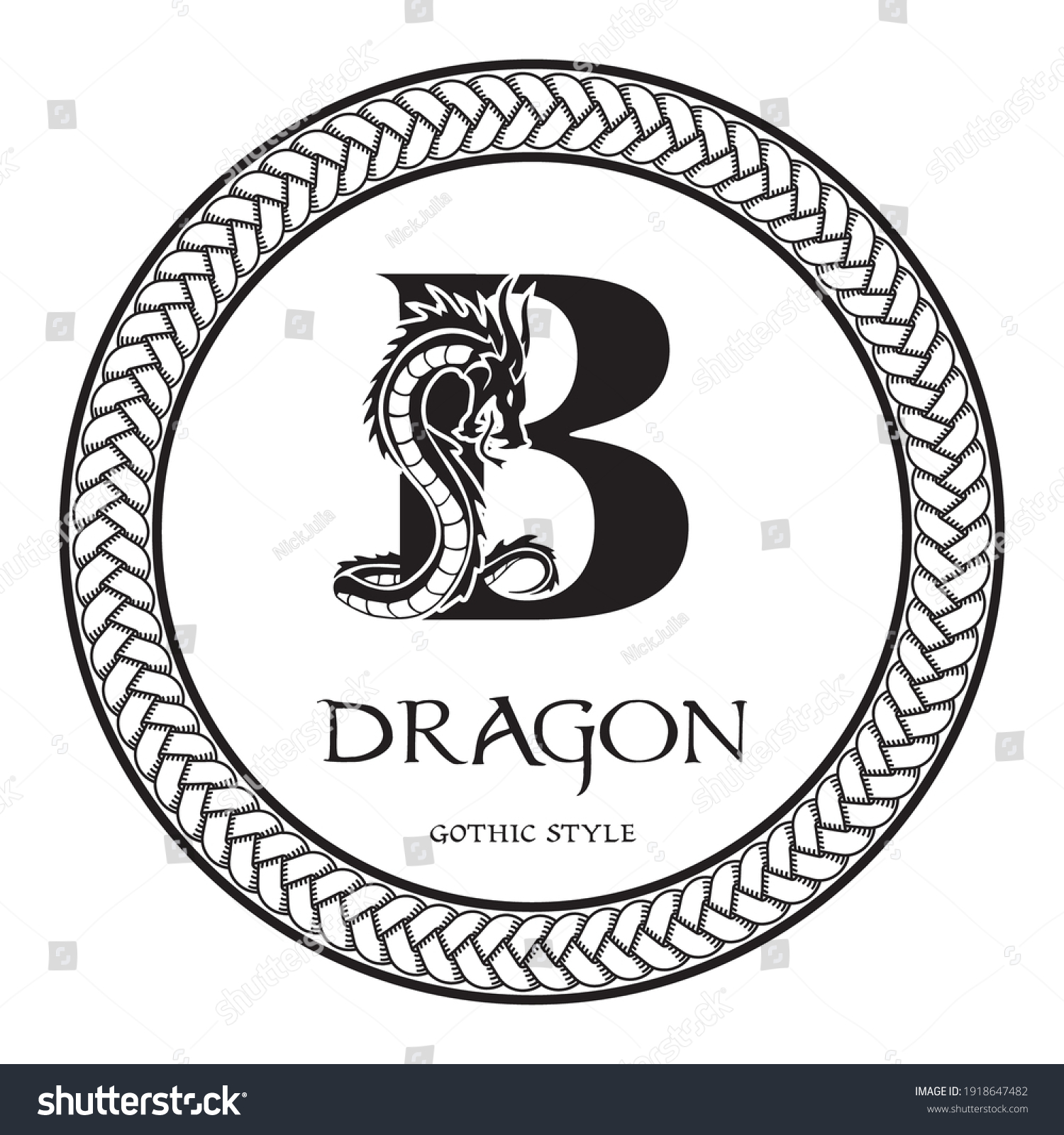 Dragon Silhouette Inside Capital Letter B Stock Vector (Royalty Free ...