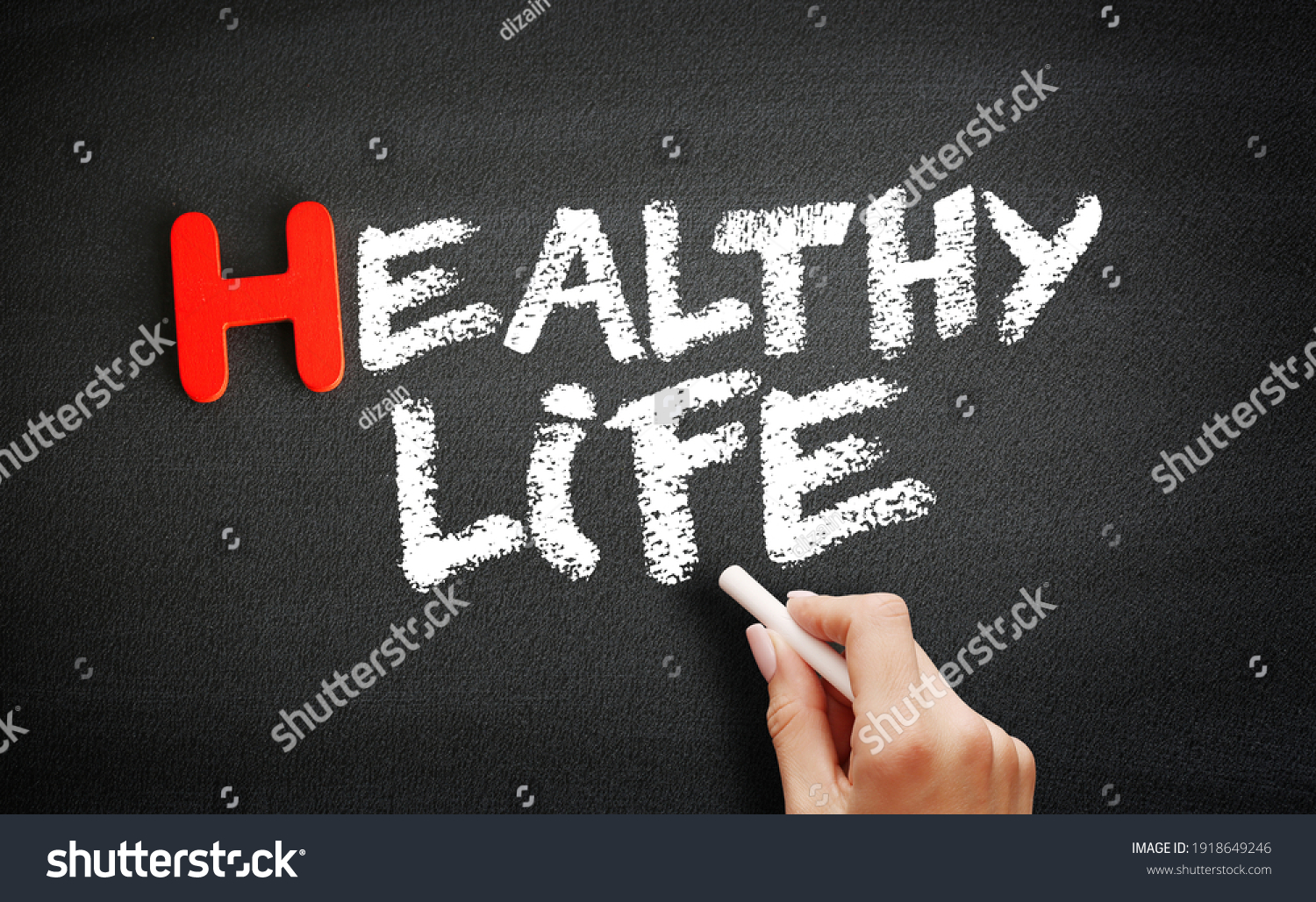 Healthy Life Text On Blackboard Health Stock Photo 1918649246 ...