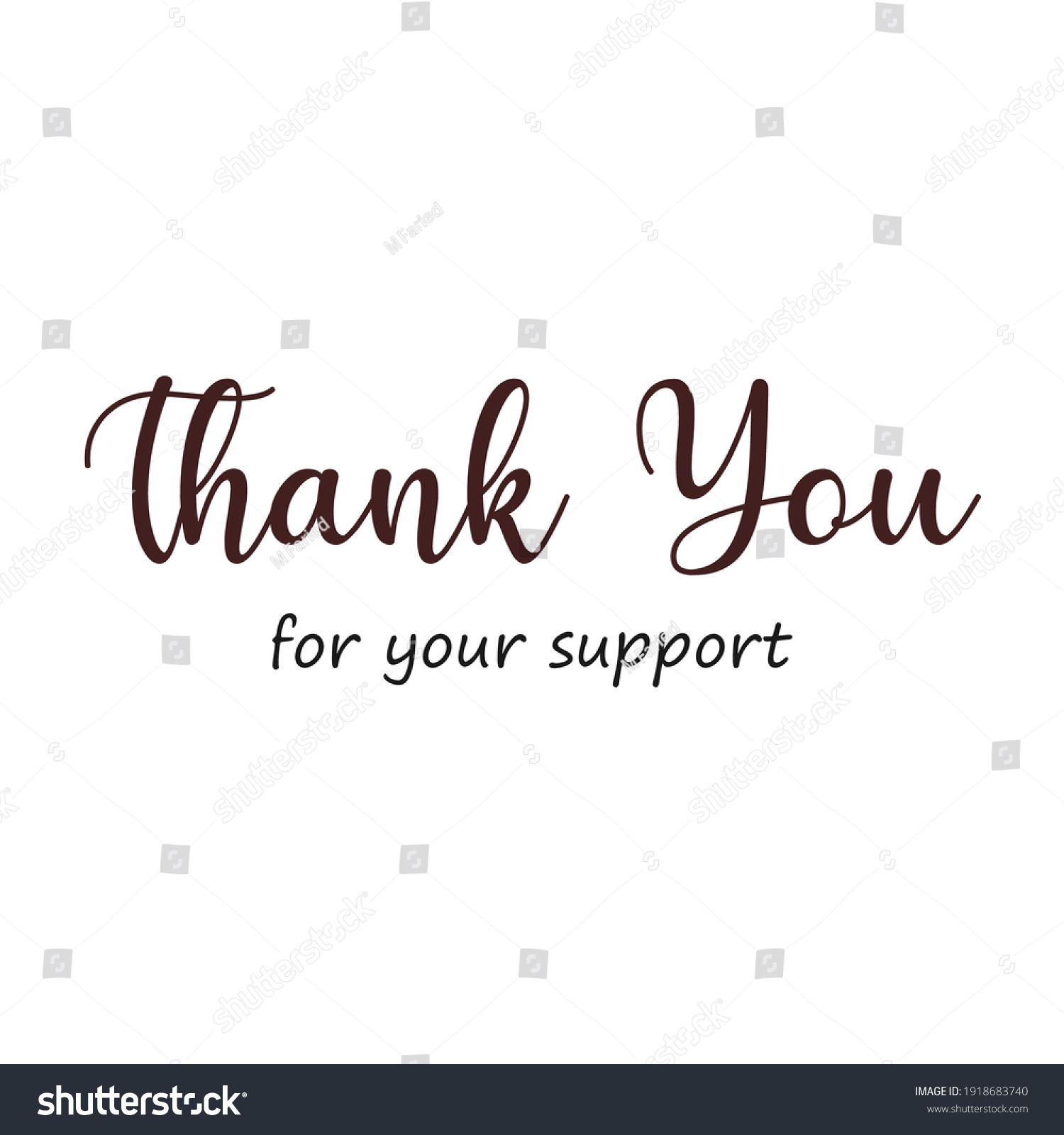 Sentence Thank You Your Support Combination Stock Vector Royalty Free