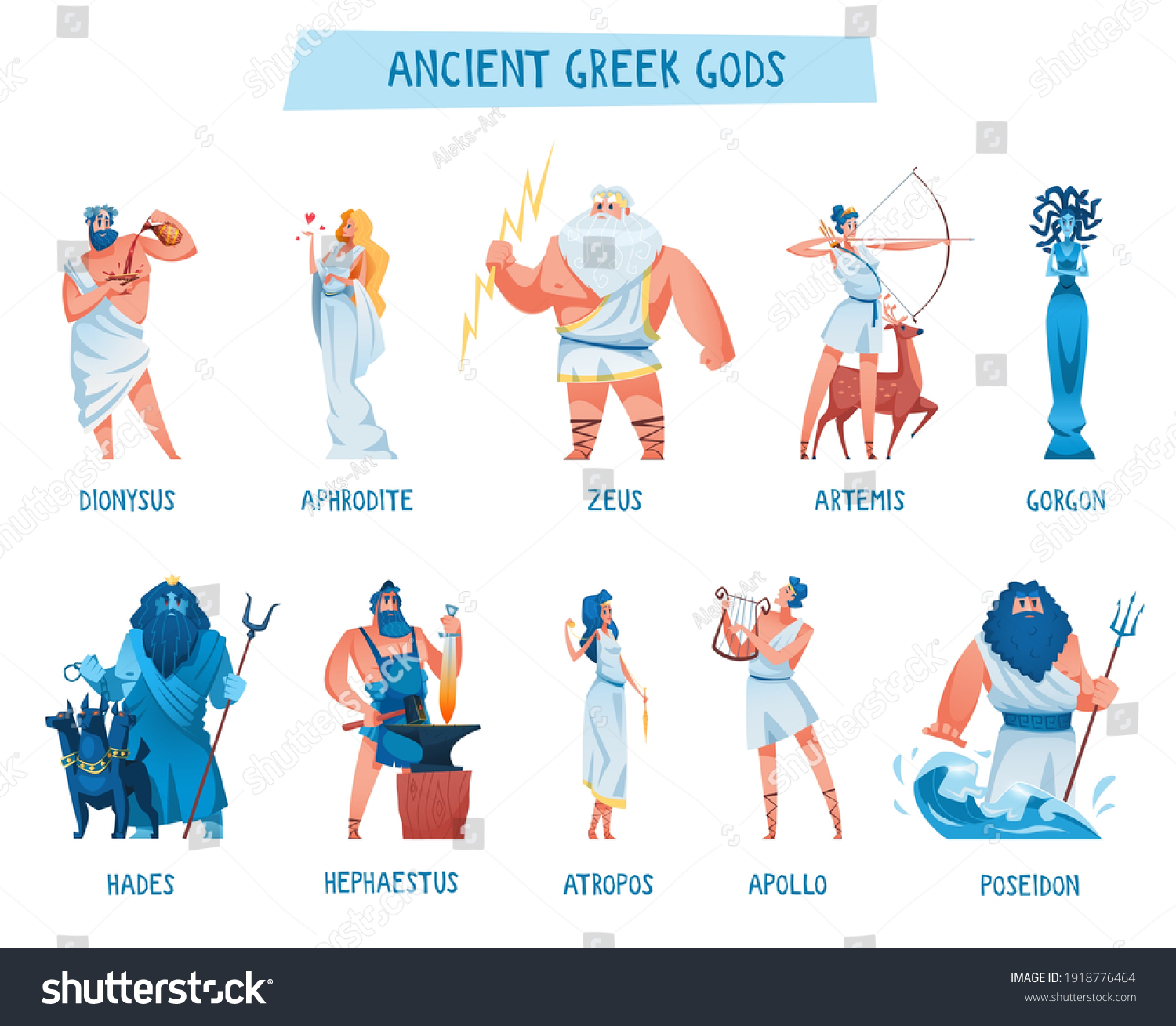 Ancient Greek Gods Mythological Deities Olympia Stock Vector (royalty 