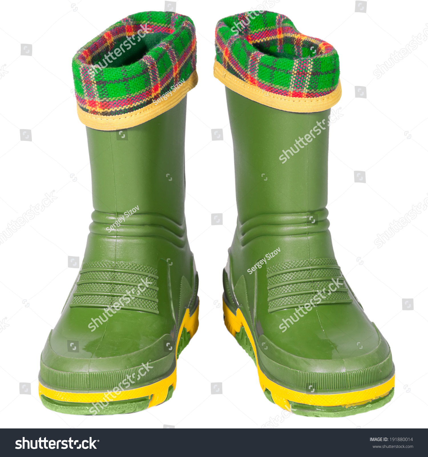 green and yellow rubber boots