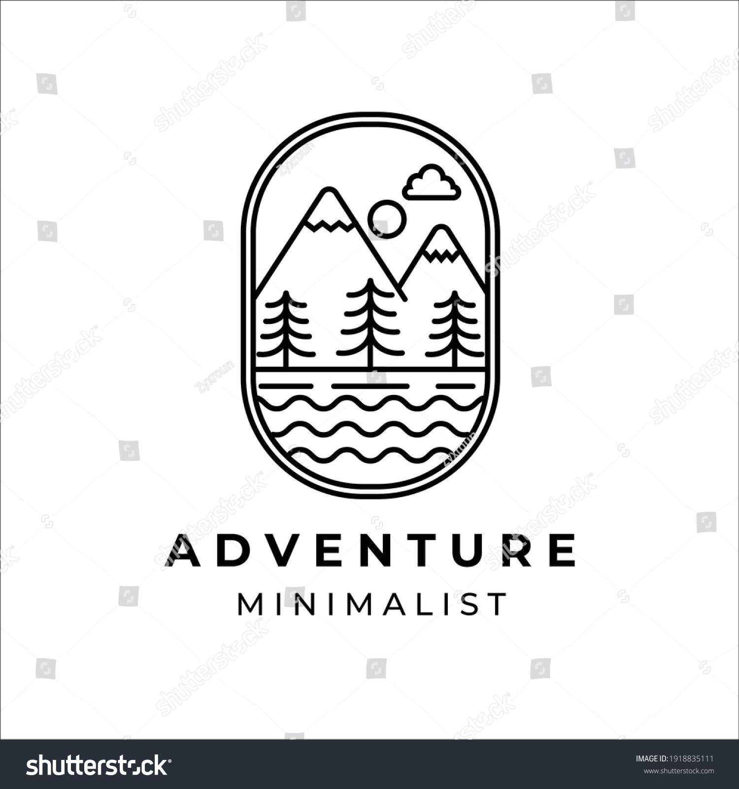 Mountain Pine Tree Line Art Minimalist Stock Vector (Royalty Free ...