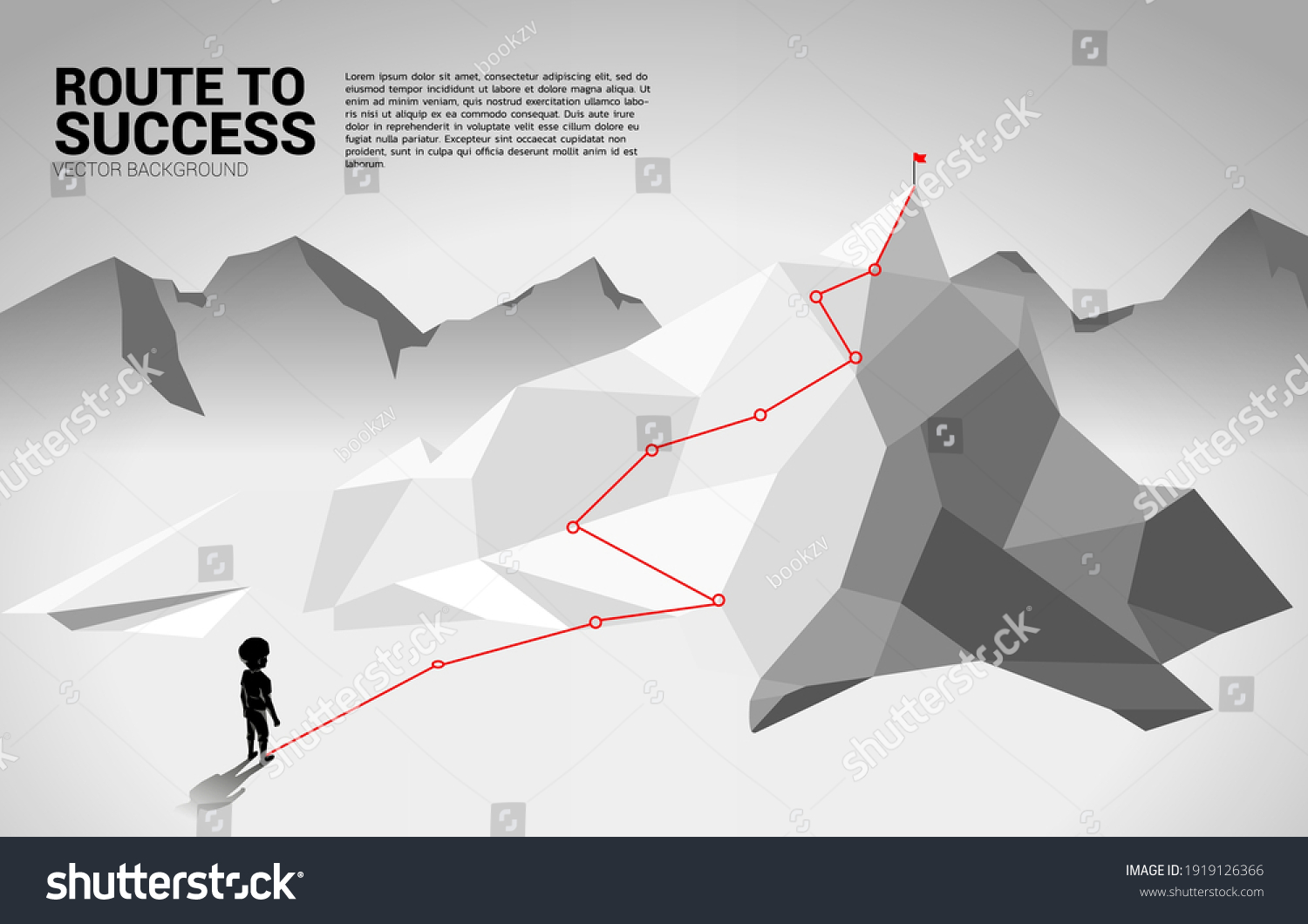 Boy Route Top Mountain Concept Goal Stock Vector (Royalty Free ...