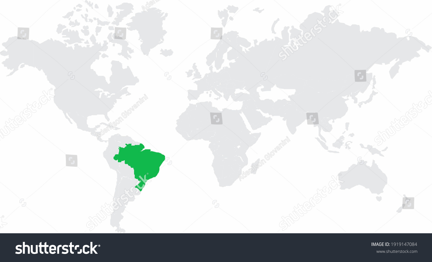 Brazil Highlighted On World Map Stock Illustration 1919147084 Stock Photo Brazil Highlighted On The World Map 1919147084