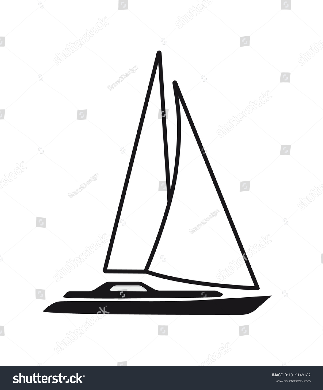 Yacht Vector Illustration Black Icon Stock Vector (royalty Free 