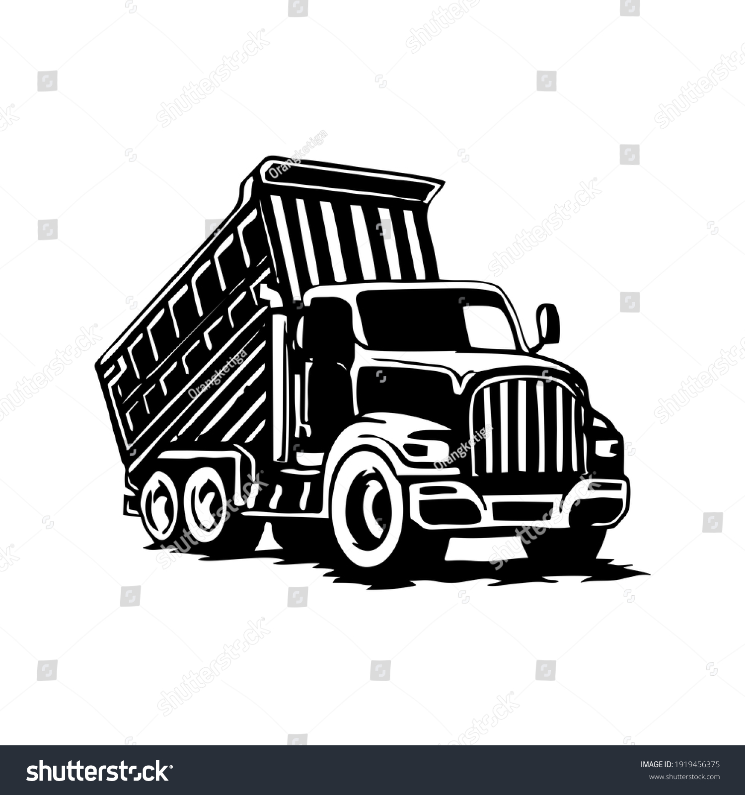 Handdrawn Truck Sillhouette Black White Stock Illustration 1919456375 ...