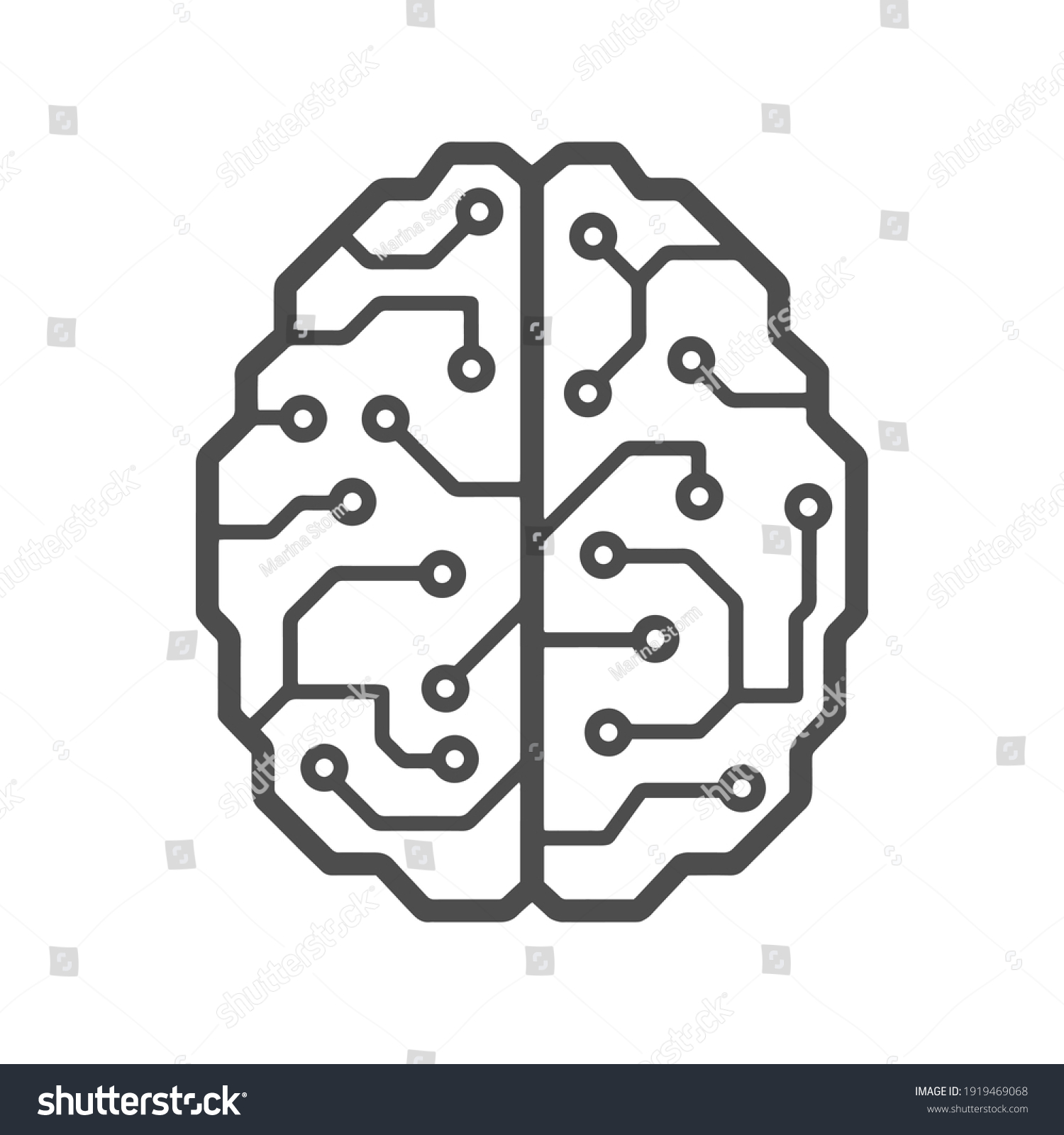 Cybernetic Brain Microchip Logo Artificial Intelligence Stock Vector ...