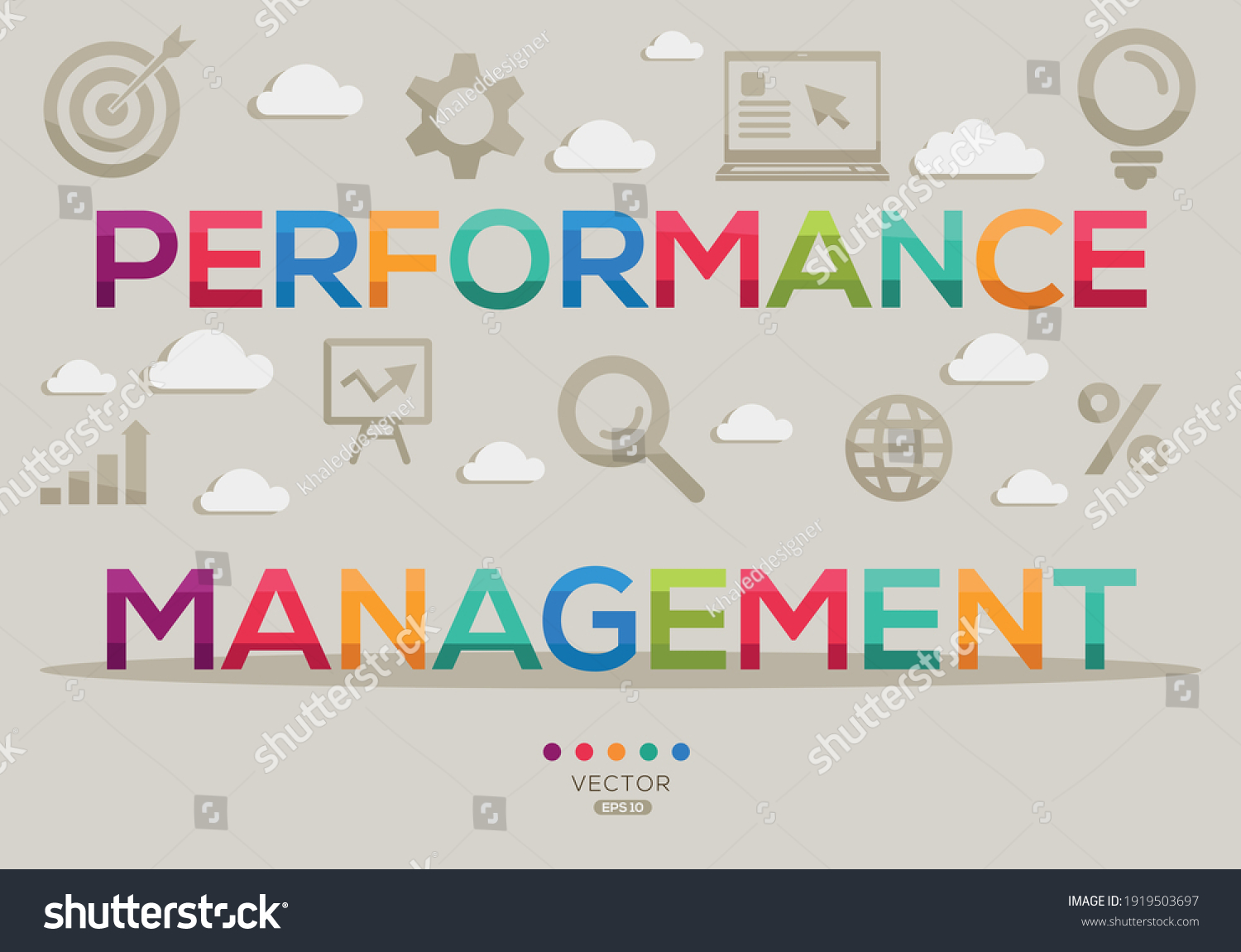 Creative Performance Management Banner Word Icon Stock Vector (Royalty ...