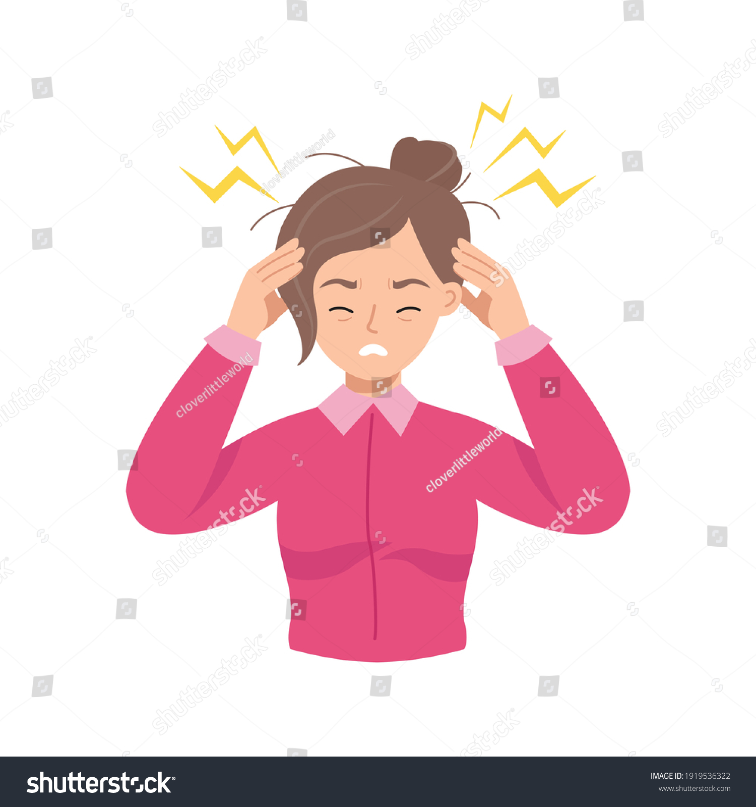 Young Woman Hold Her Head Because Stock Vector (Royalty Free ...