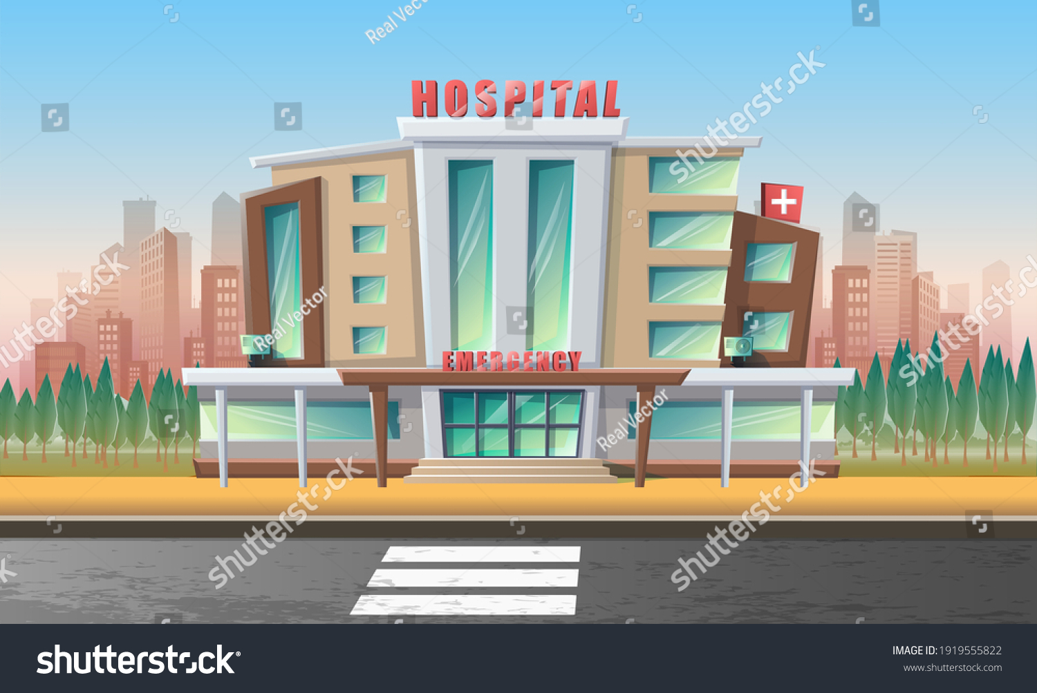 Vector Cartoon Style Illustration Hospital Emergency Stock Vector ...