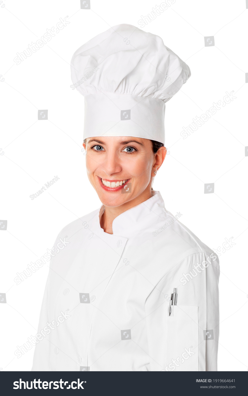 Beautiful Brunette Female Head Chef Isolated Stock Photo 1919664641 ...