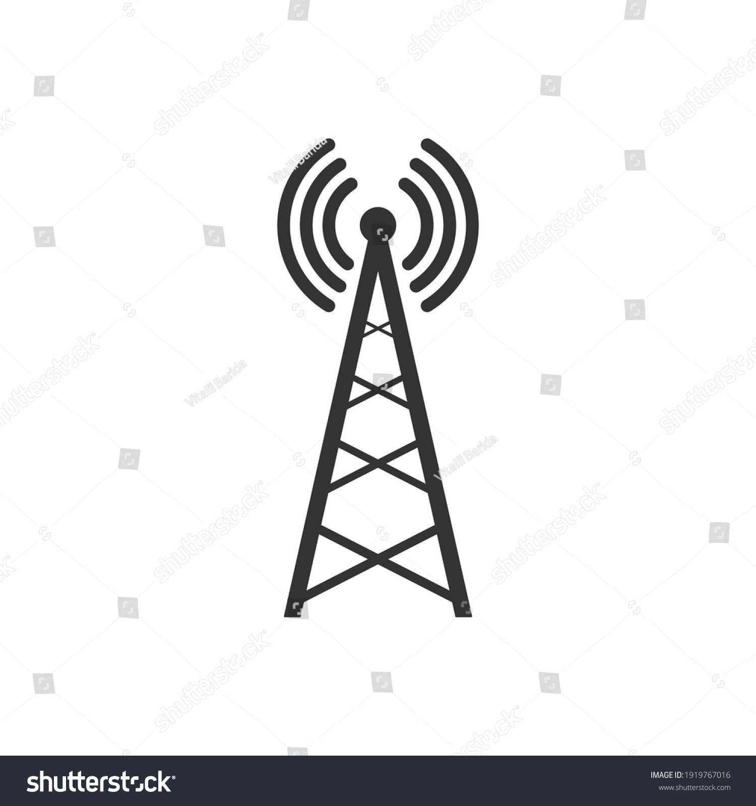 Transmitter Antenna Icon Broadcast Tower Symbol Stock Vector (Royalty ...