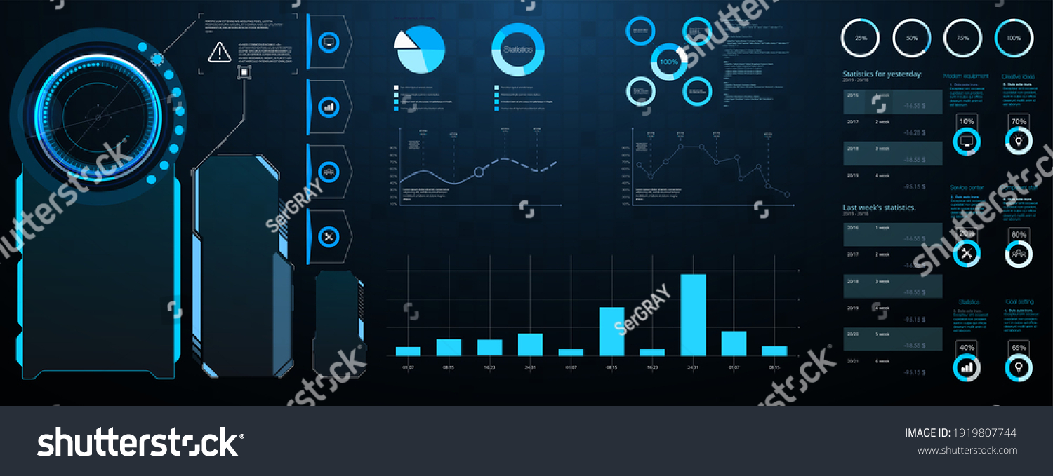 Hud Elements Mega Set Pack Dashboard Stock Illustration 1919807744 ...