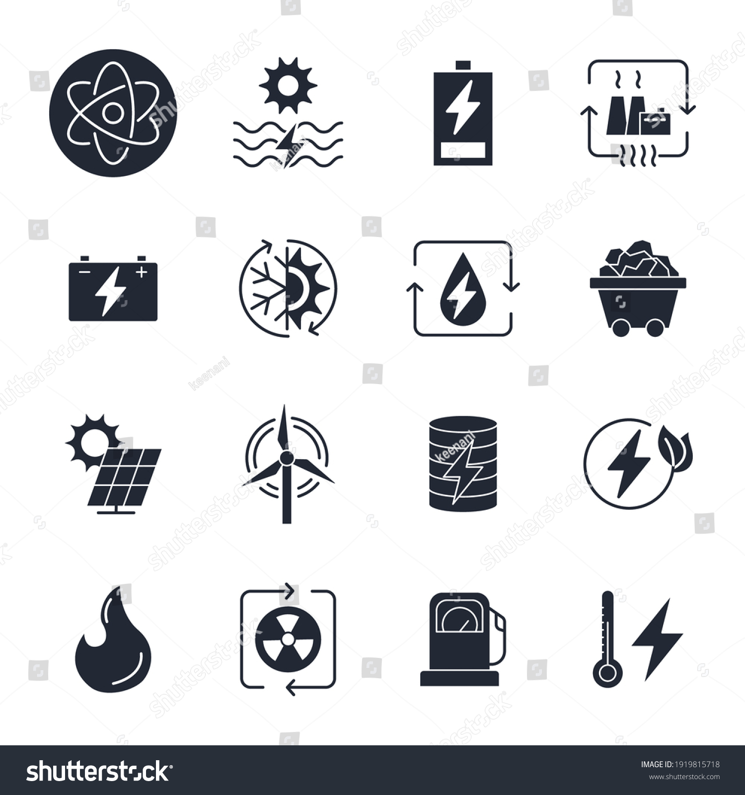 Set Energy Types Icon Hydroelectric Power Stock Vector (Royalty Free ...