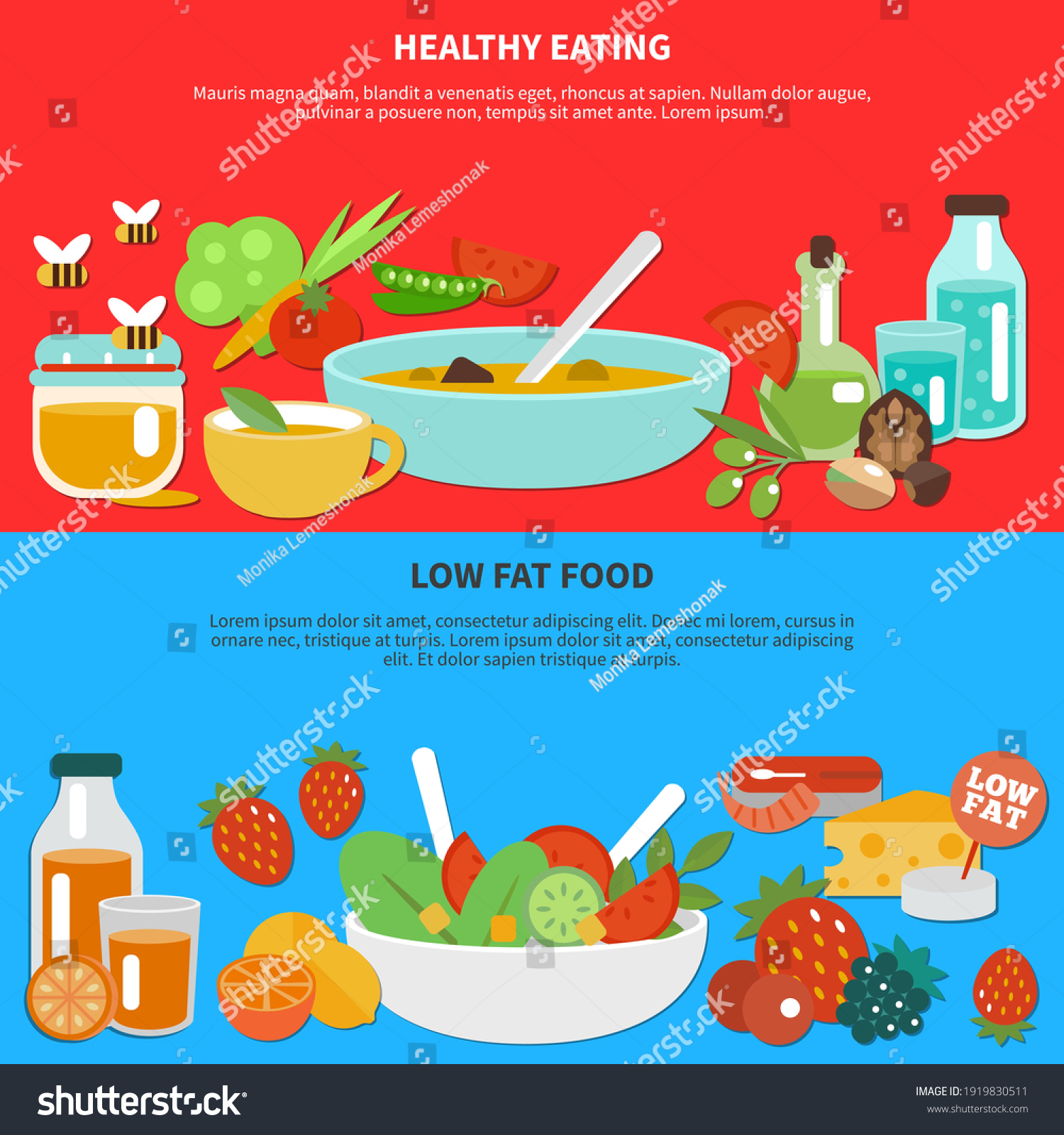 Healthy Eating Low Fat Food Flyers Stock Vector (Royalty Free ...