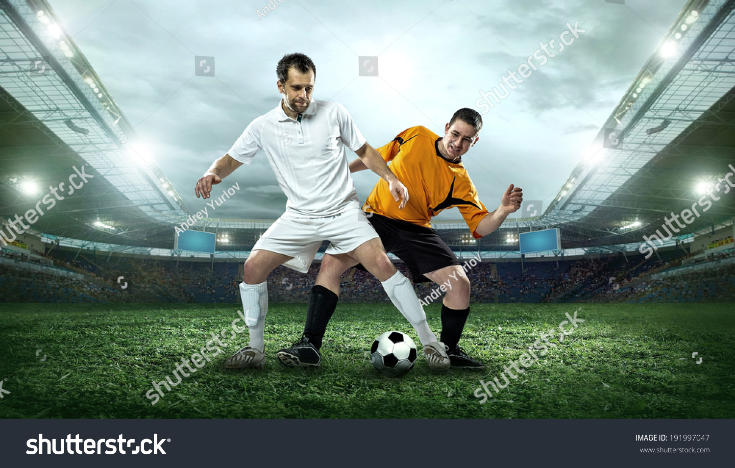 Two Football Players Ball Action Outdoors Stock Photo 191997047 ...