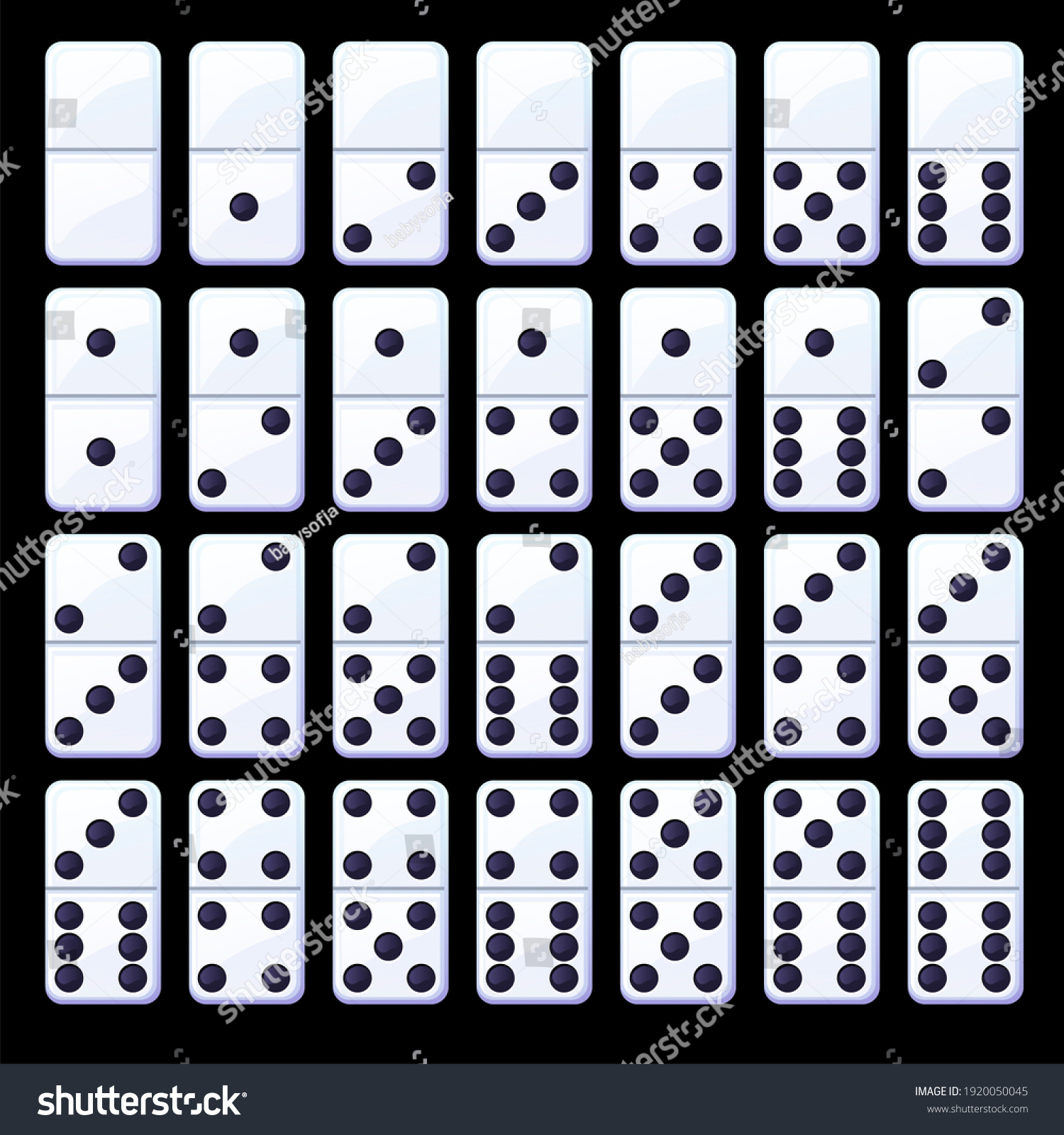 Black White Classic Dominoes Collection Simple Stock Illustration ...