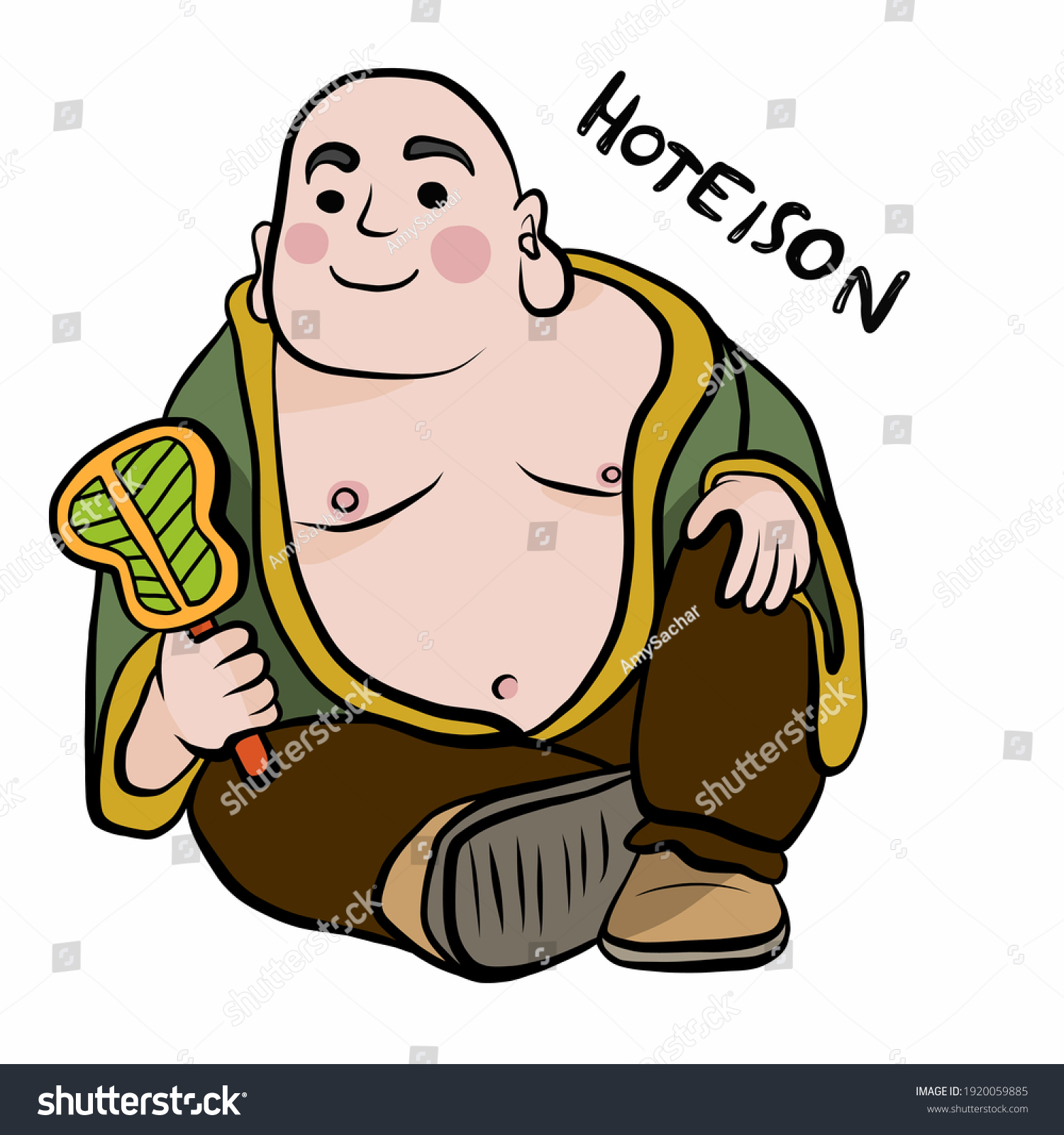 Japanese God Name Hoteison Cartoon Vector Stock Vector (Royalty Free 