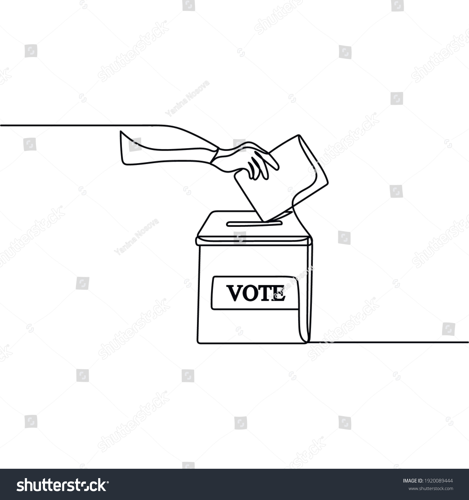 Continuous One Line Drawing Vote Ballot Stock Vector (Royalty Free ...