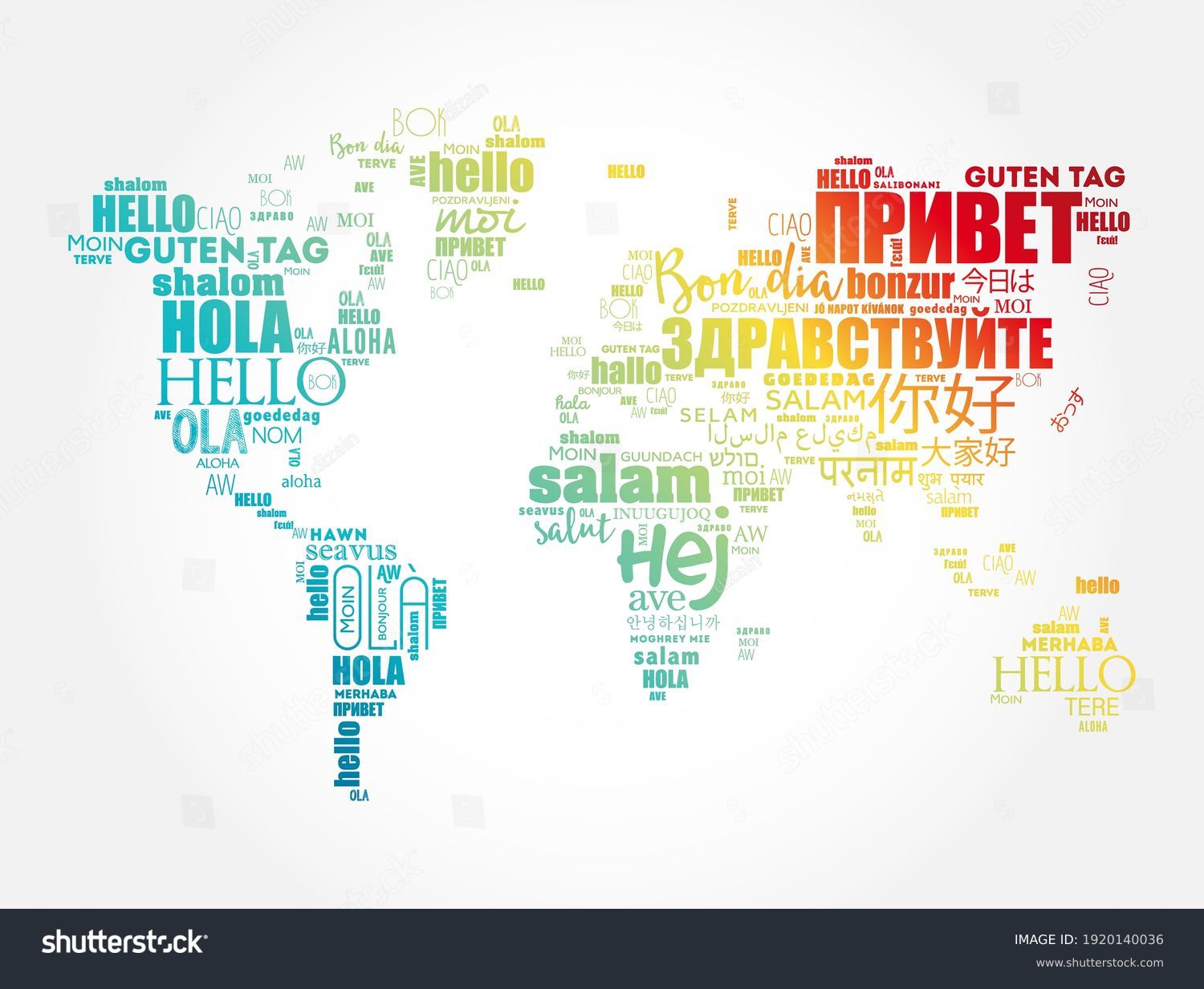 Hello Different Languages Word Cloud World Stock Vector (Royalty Free ...