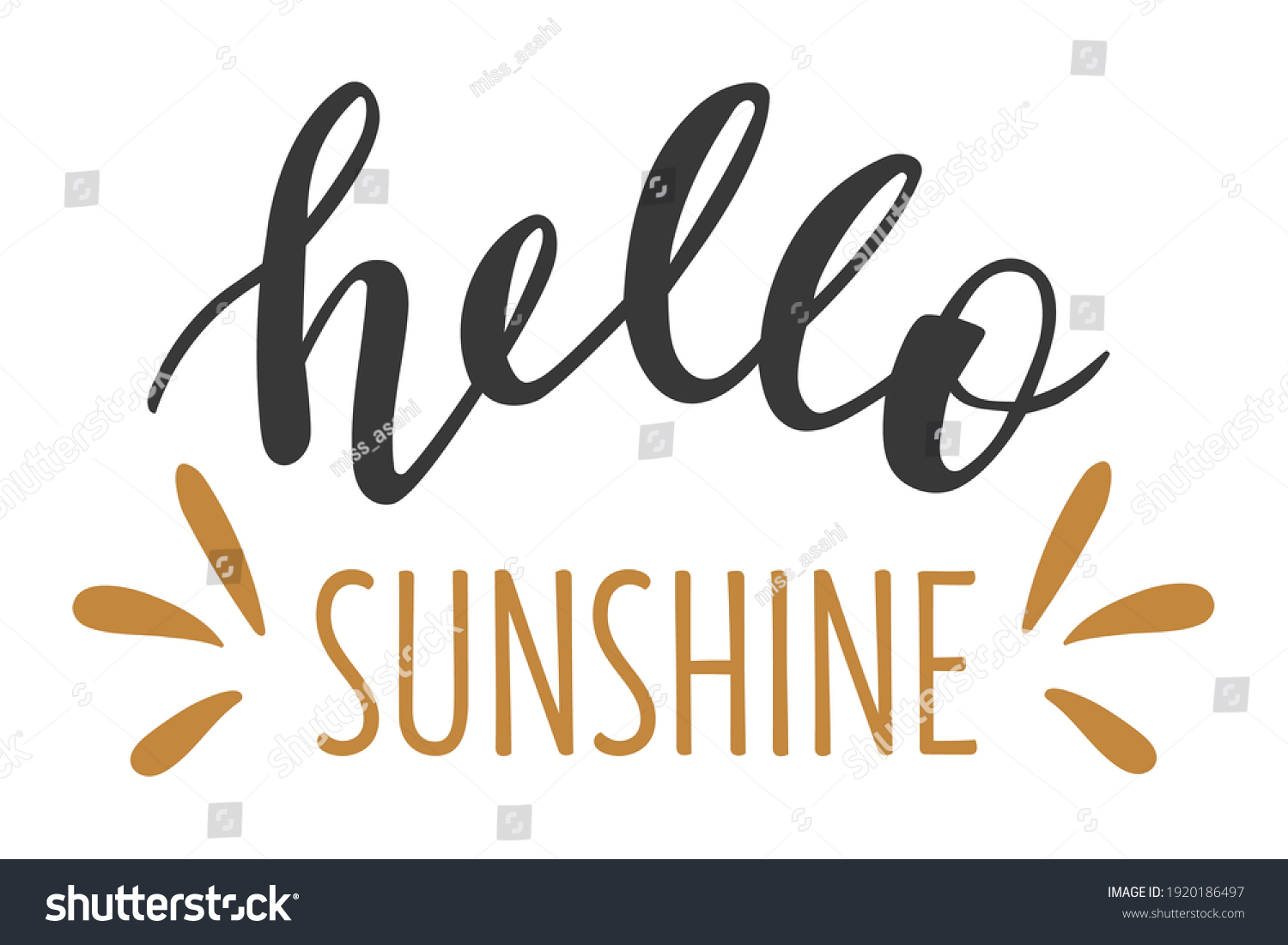 Hello Sunshine Hand Drawn Lettering Logo Stock Vector (Royalty Free ...