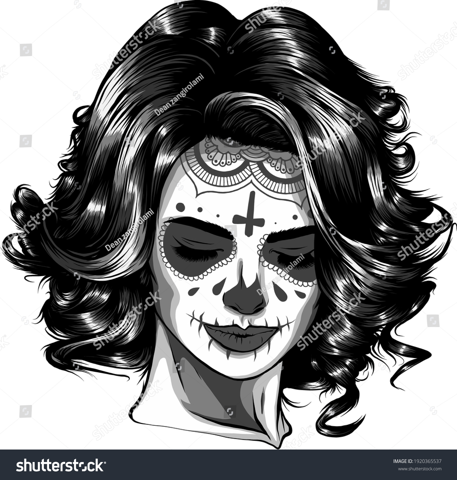 Monochromatic Vector Black White Skull Candy Stock Vector (Royalty Free ...