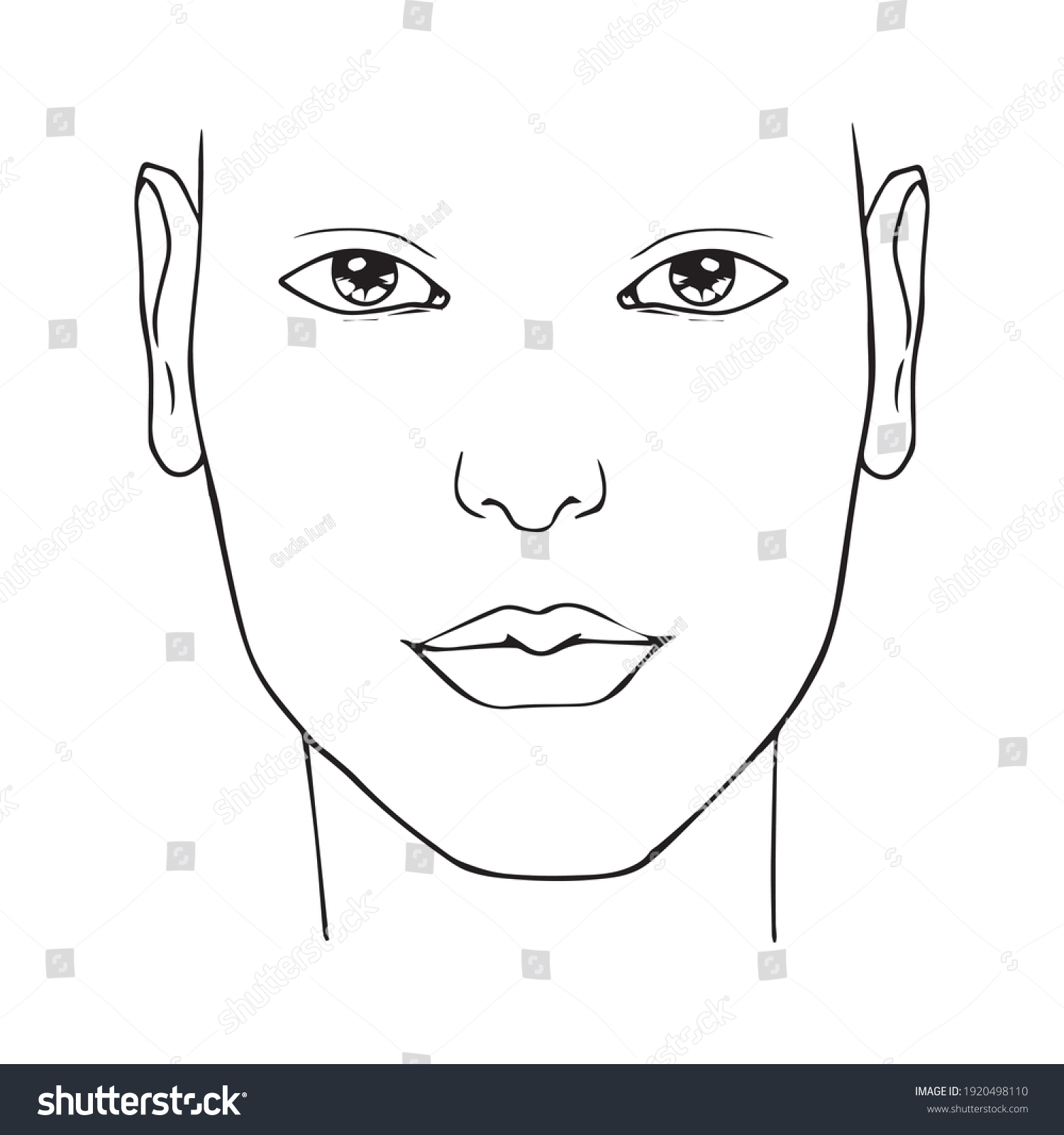 Female Face Template Vector Illustration เวกเตอร์สต็อก (ปลอดค่า