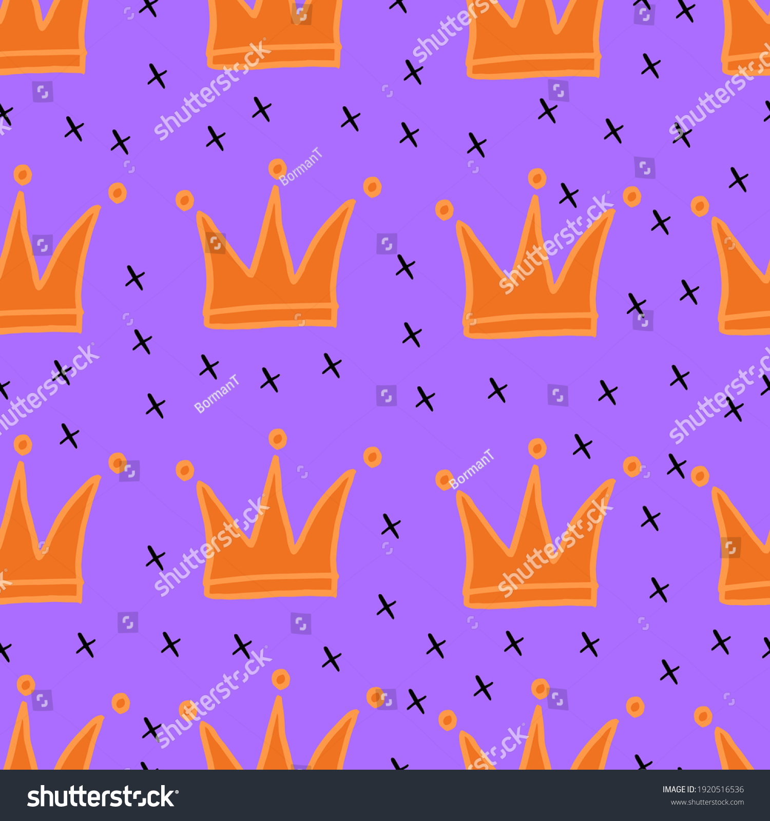 Vector Crown Seamless Pattern Fabric Paper Stock Vector Royalty Free 1920516536 Shutterstock 7645