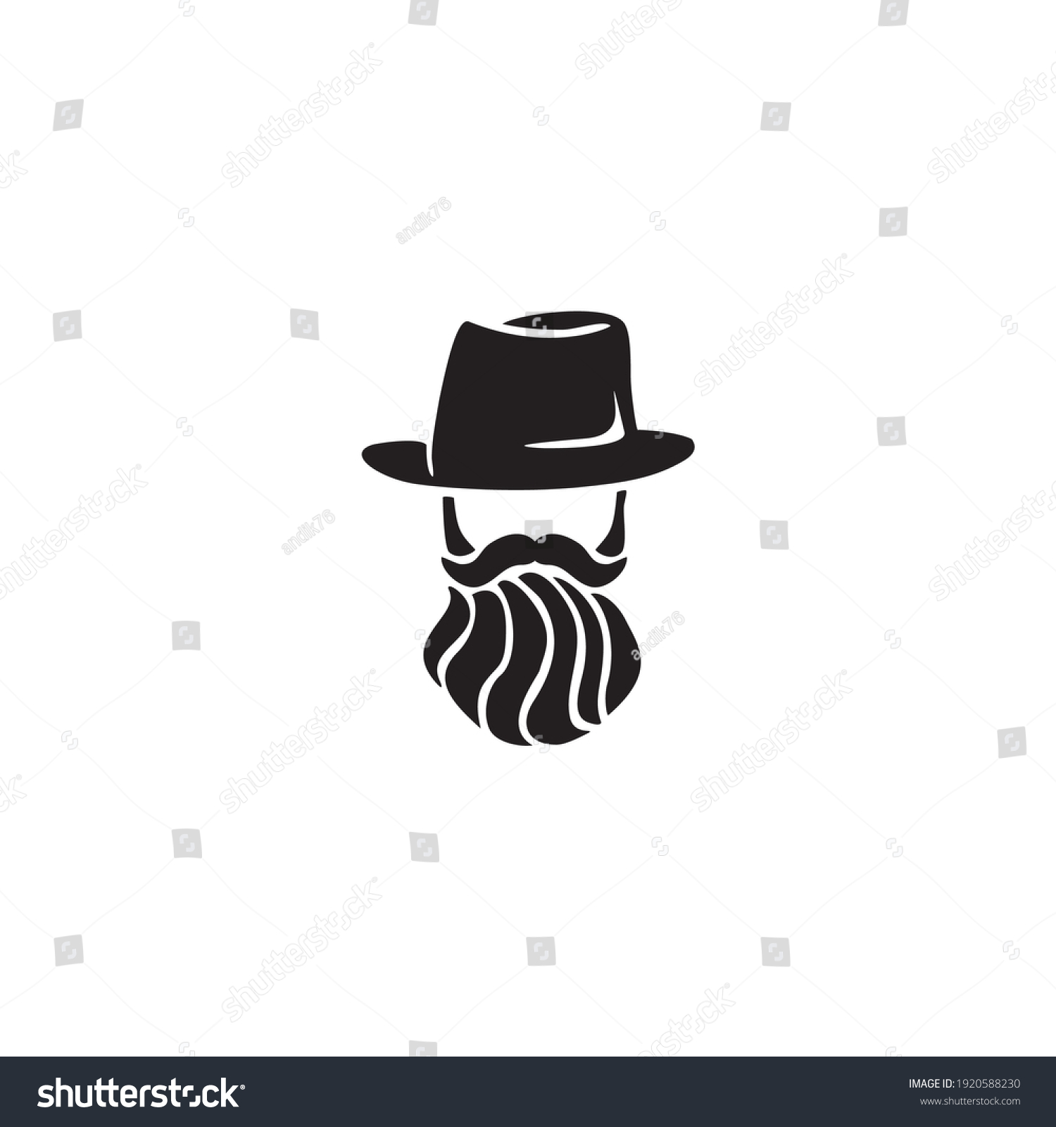 Silhouette Bearded Man Hat Logo Stock Vector (Royalty Free) 1920588230 ...