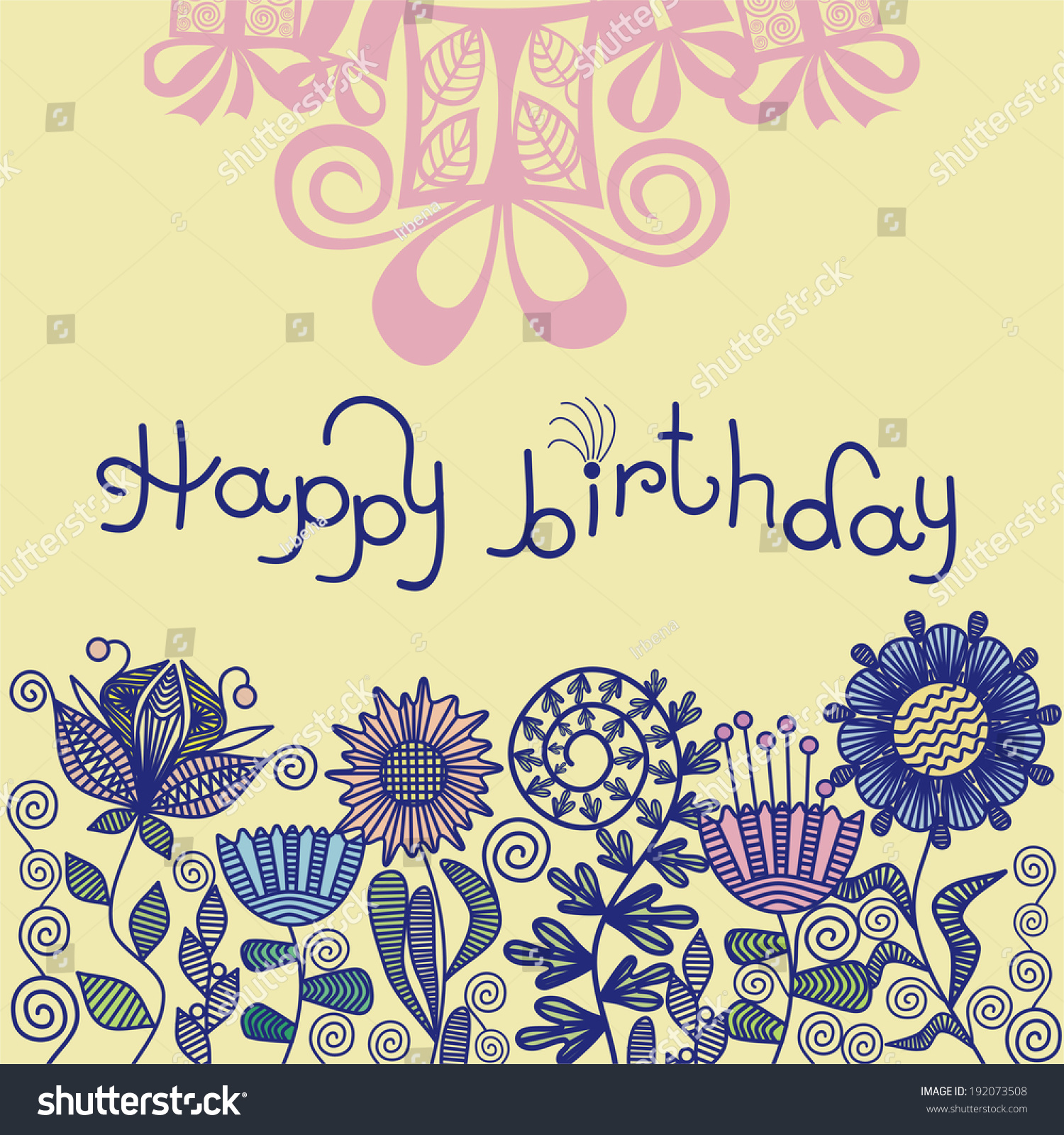 Happy Birthday Greeting Card Flowers Vector Stock Vector (Royalty Free ...