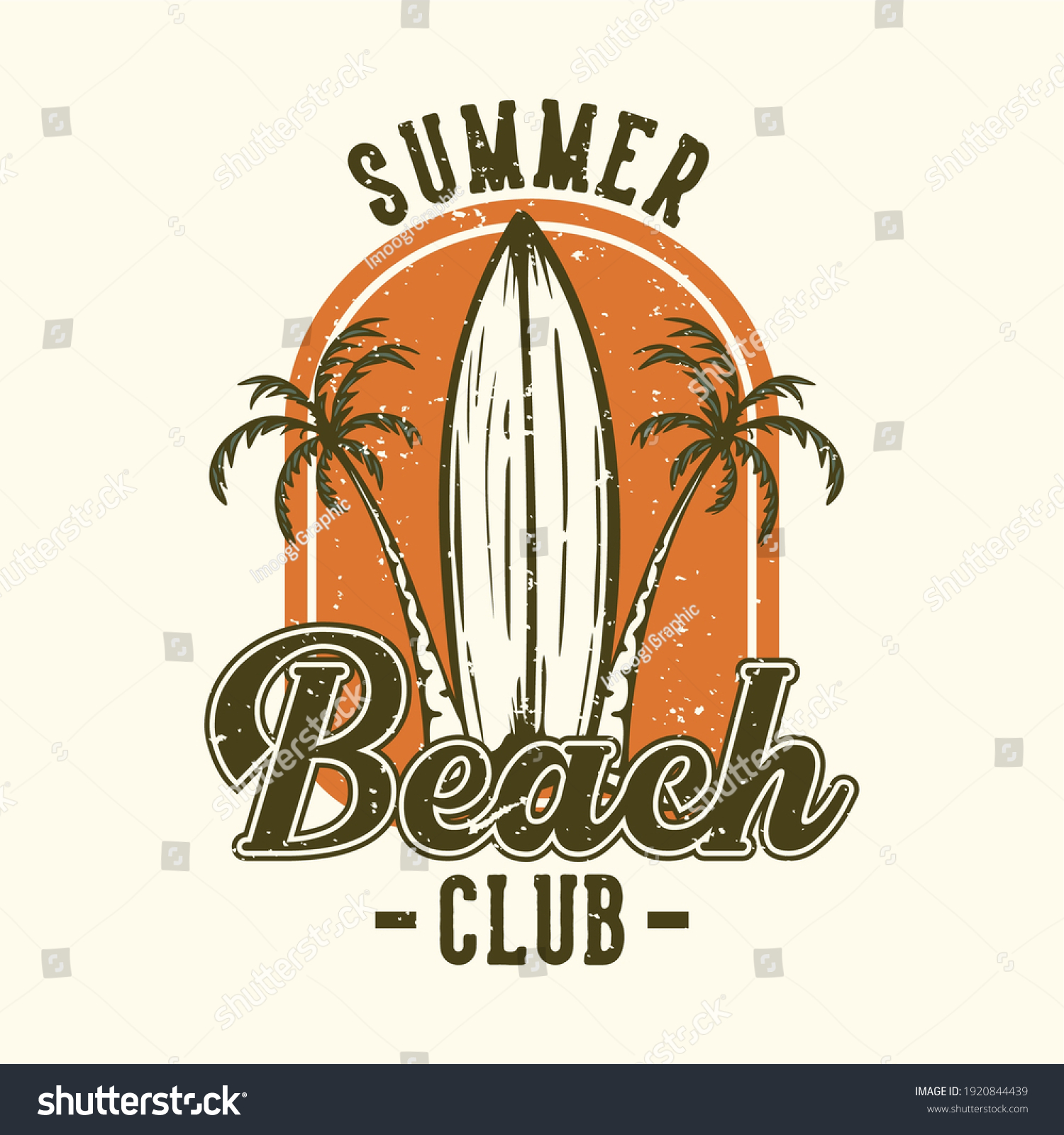Logo Design Summer Beach Club Surfing Stock Vector (Royalty Free ...