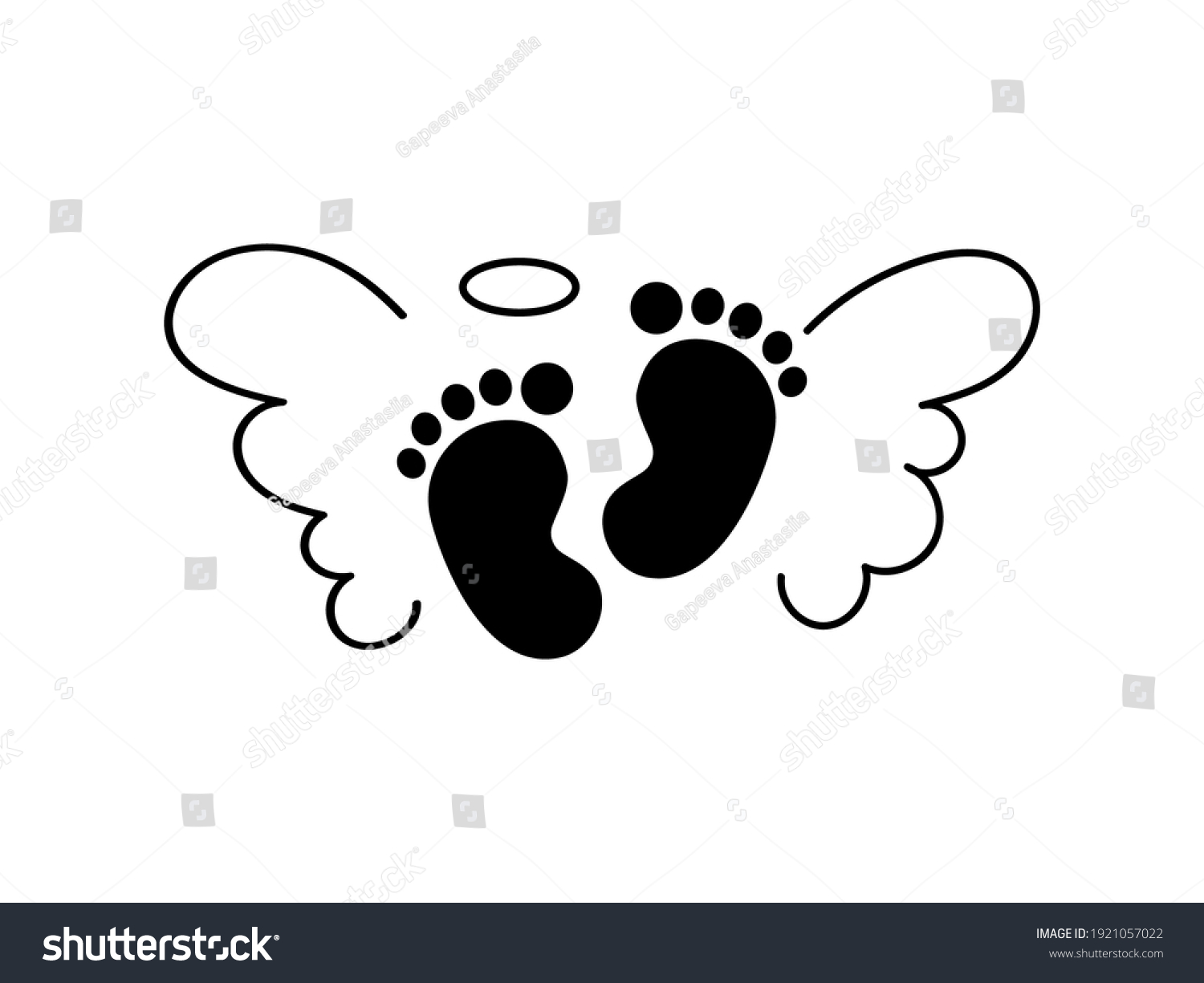 Baby Footprint Angel Wings Vector Stock Stock Vector Royalty Free Shutterstock