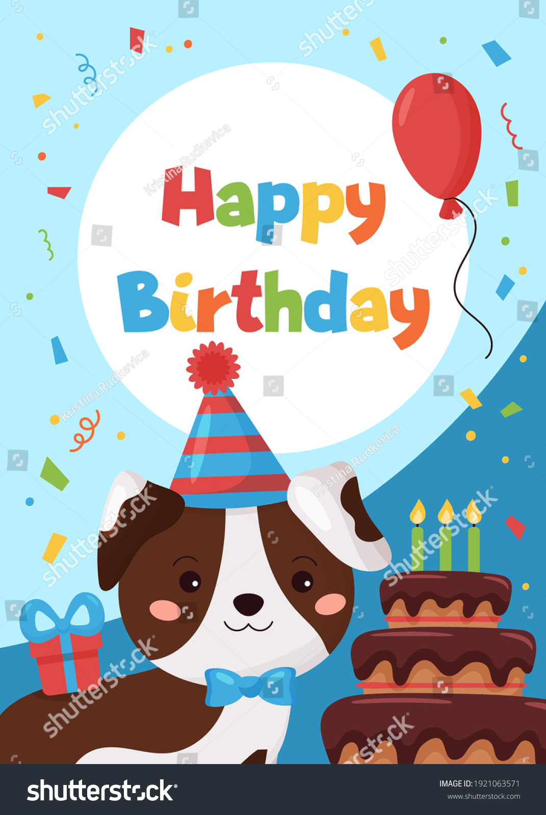 Happy Birthday Greeting Card Children Cute Stock Vector (Royalty Free ...