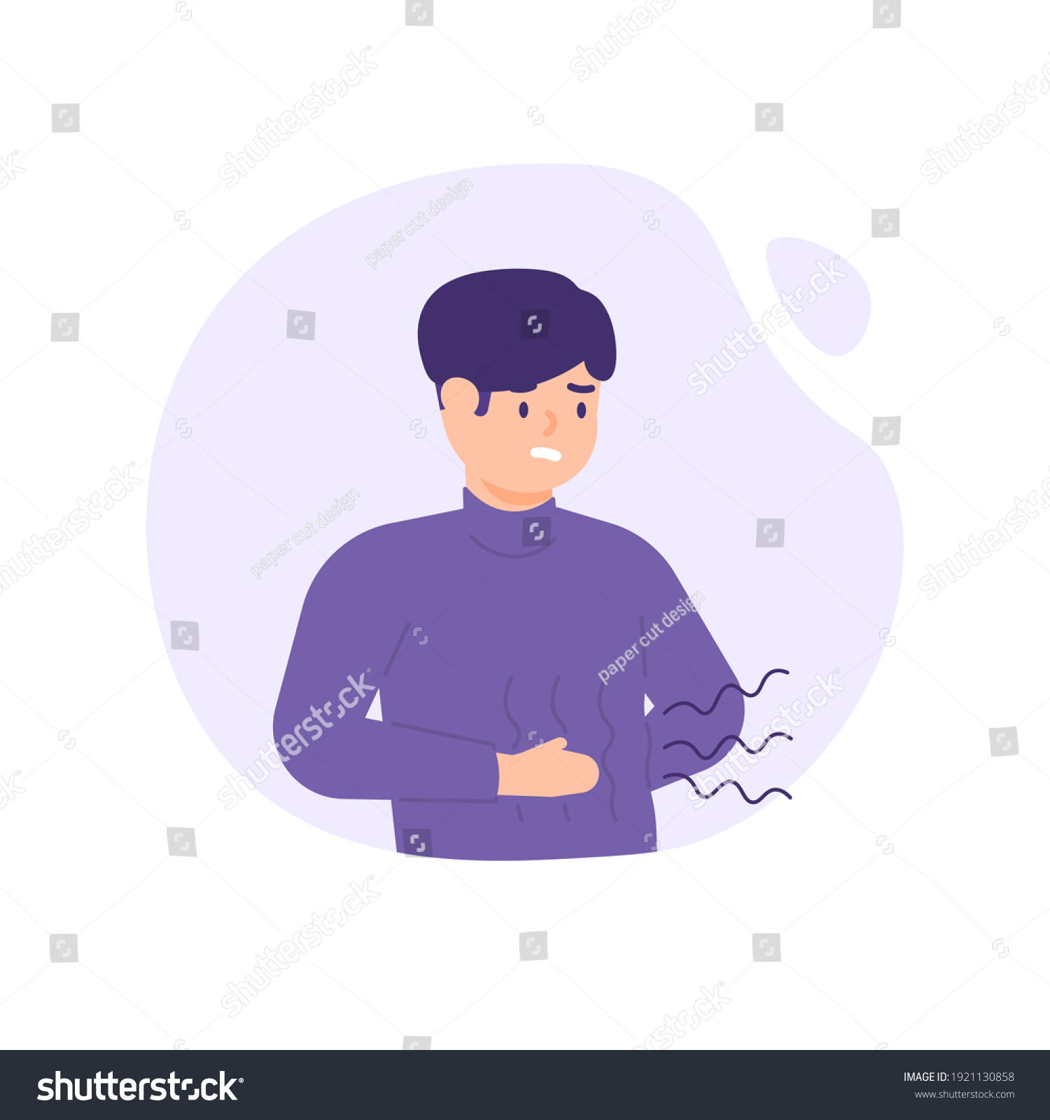 Illustration Man Whose Stomach Rumbles Sounds Stock Vector (Royalty