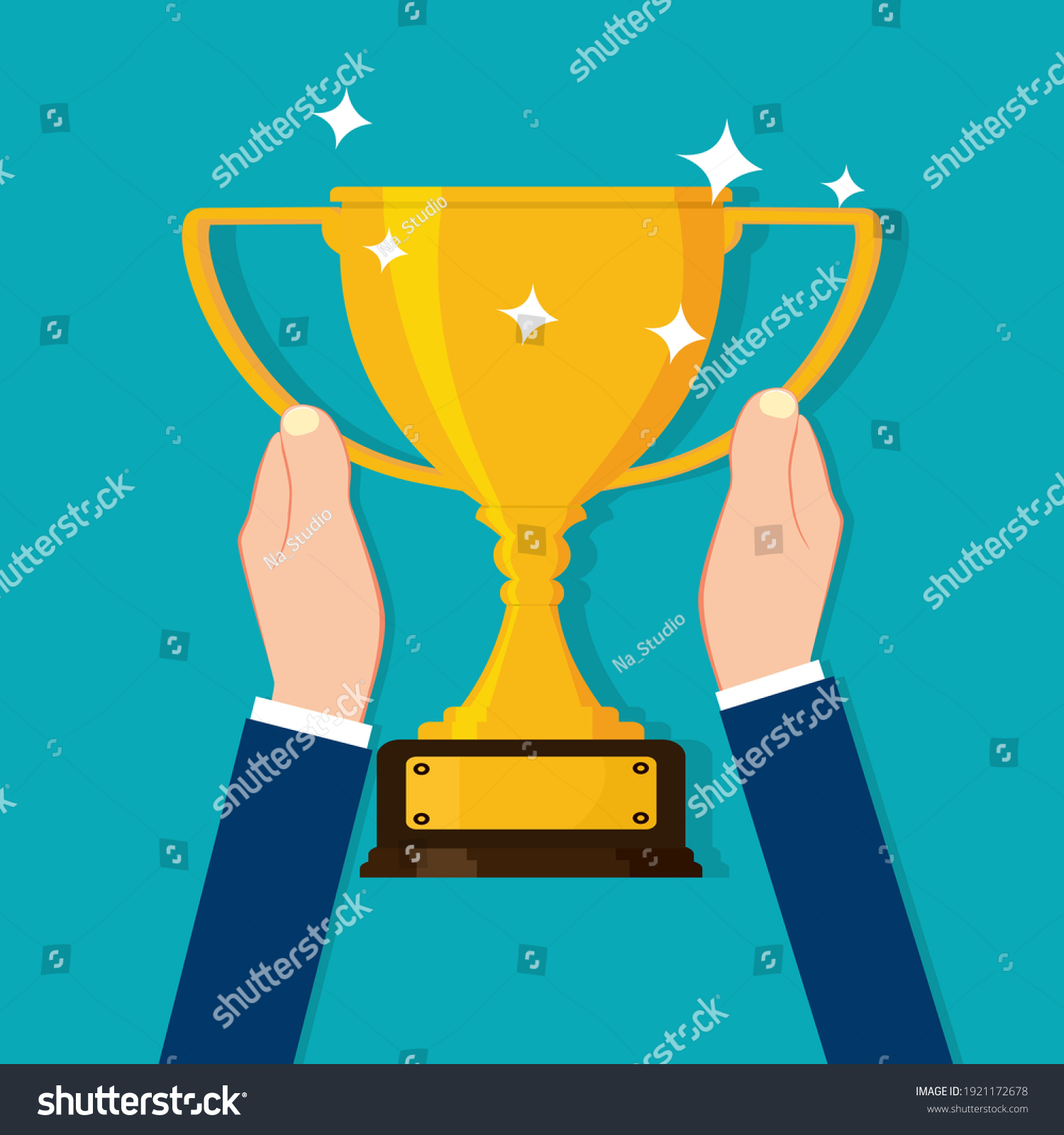 Vector Illustration Trophy Gold Trophy Success Stock Vector (Royalty ...