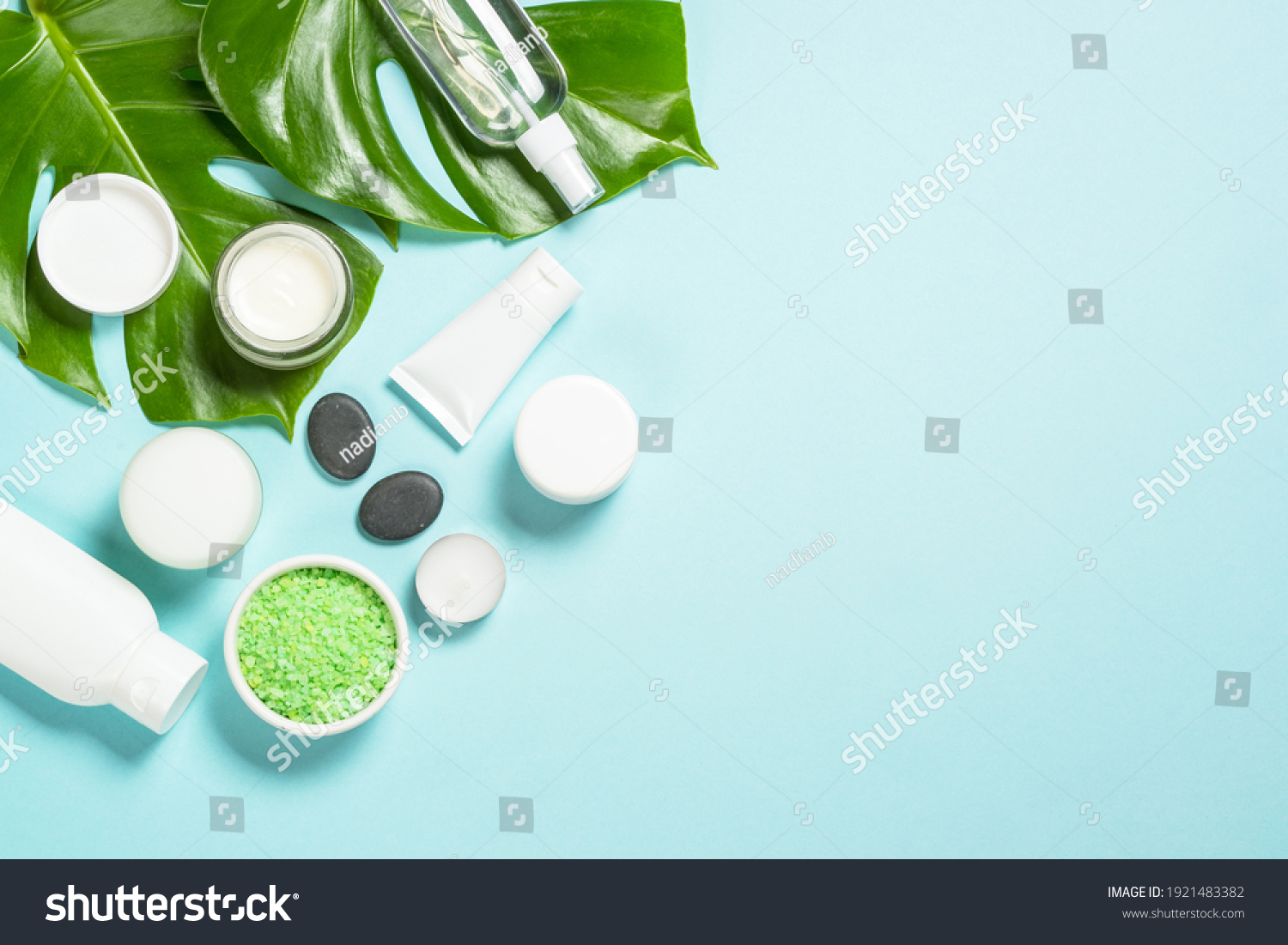 Natural Cosmetic Products Spa Background Blue Stock Photo 1921483382 ...