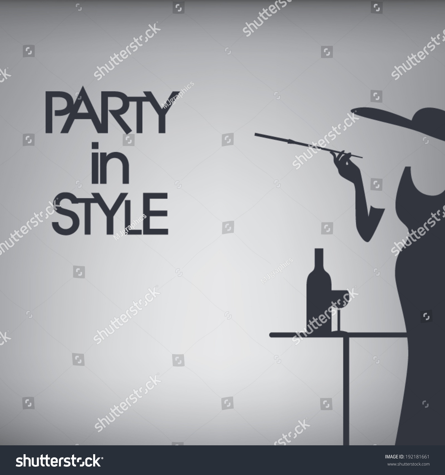 Stylish 60s Party Invitation Template Smart Stock Vector Royalty Free   Stock Vector Stylish S Party Invitation Template With Smart Dressed Woman In Simple Black Color Eps Vector 192181661 