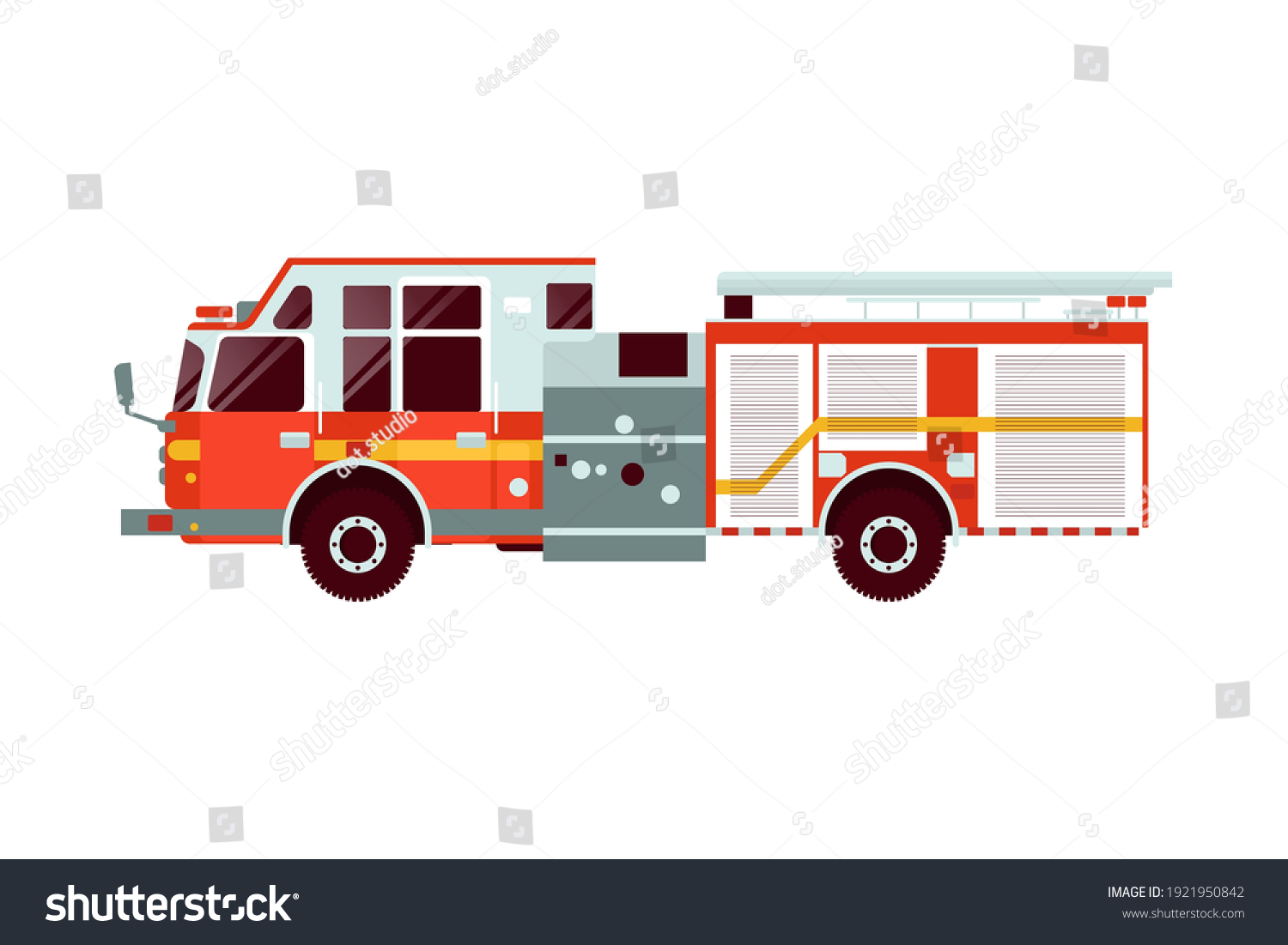 Red Fire Truck Emergency Vehicle Modern Stock Vector (Royalty Free ...