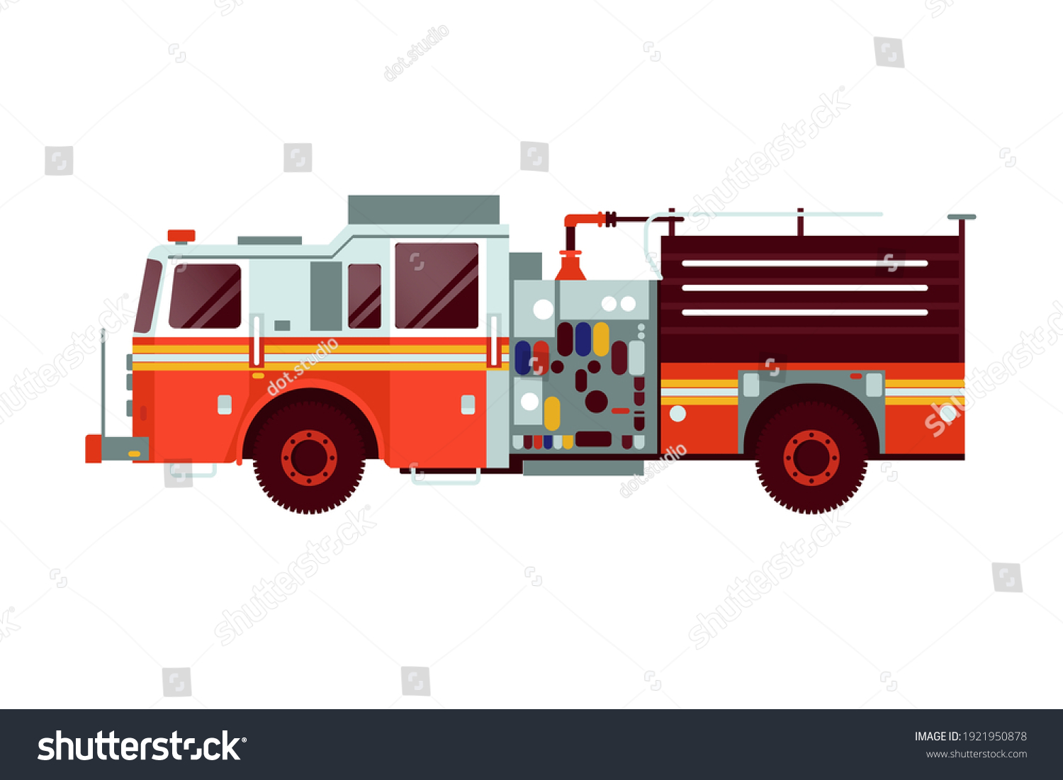 Red Fire Truck Emergency Vehicle Modern Stock Vector (royalty Free 