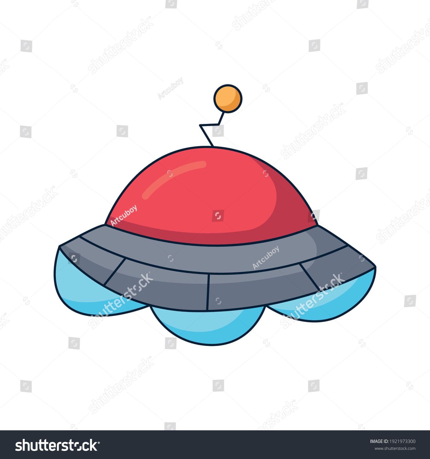 Ufo Cartoon Space Doodle Hand Drawn Stock Vector (royalty Free 